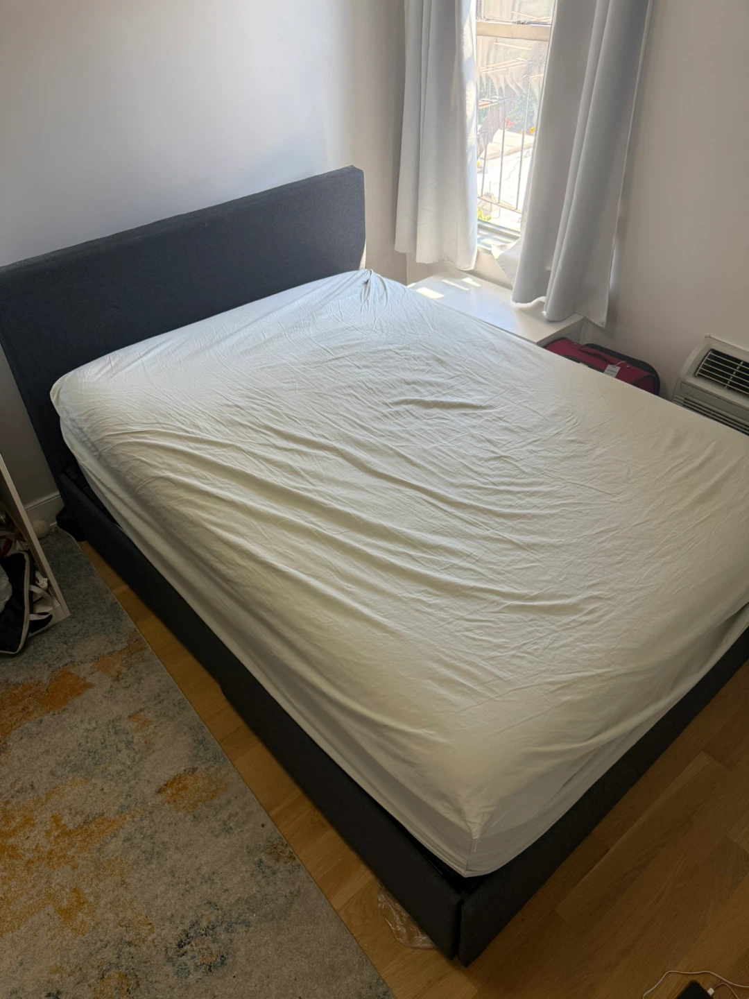 Dark Gray Upholstered Bed Frame with Storage Drawers