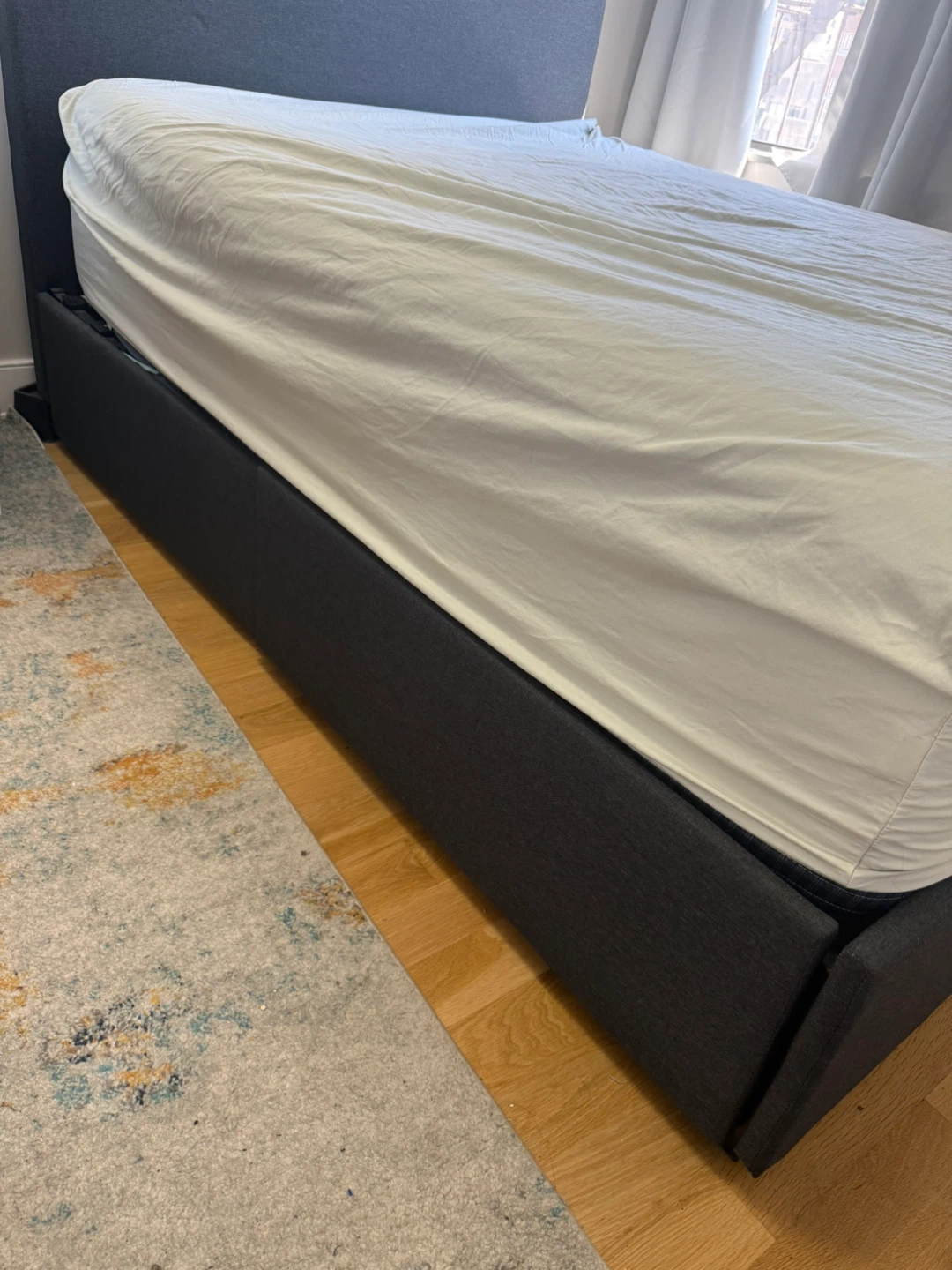 Dark Gray Upholstered Bed Frame with Storage Drawers - photo 2
