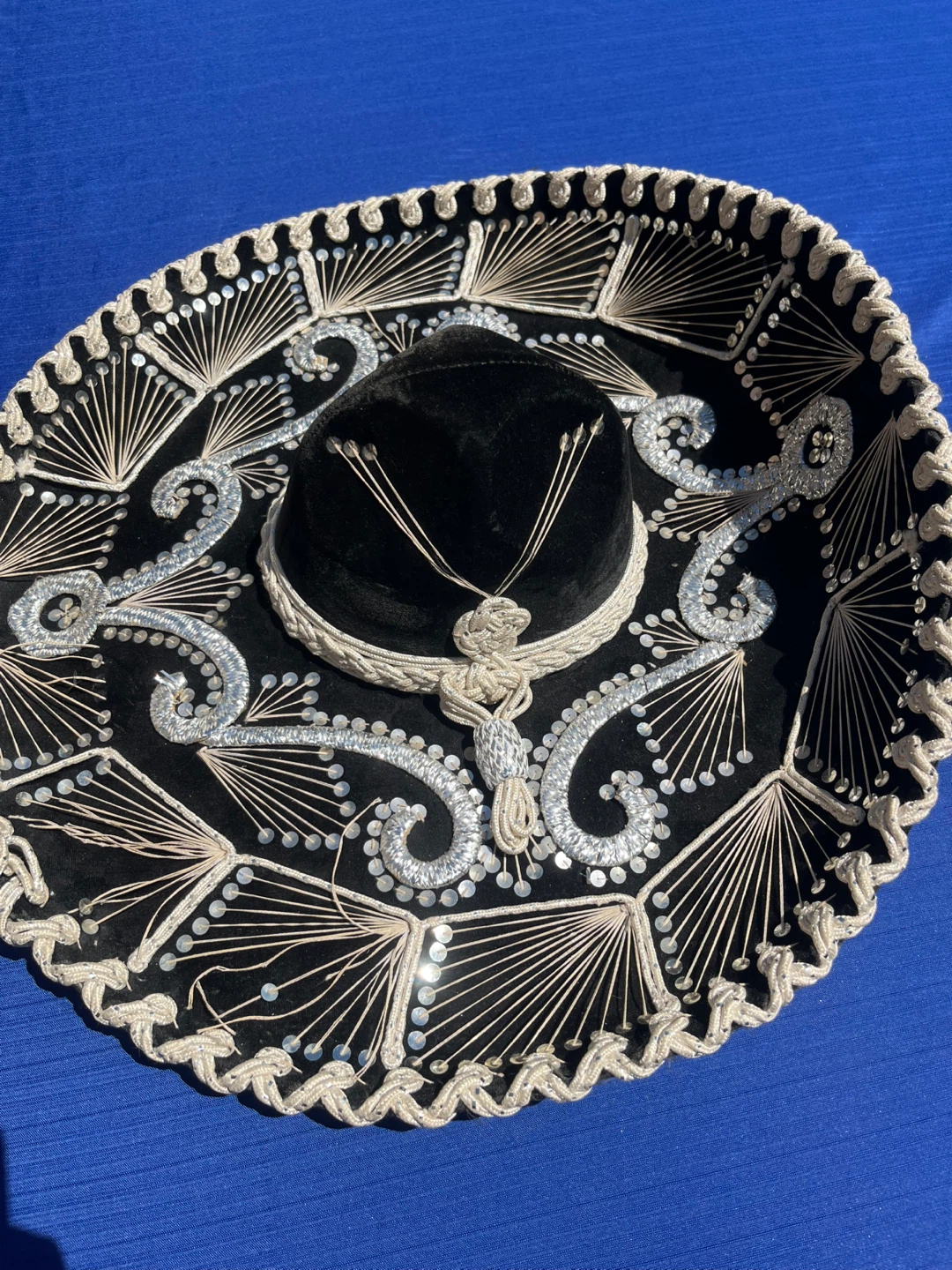 Vintage 1980s Pigalle Mexican Mariachi Sombrero 4X Black Velvet - photo 3