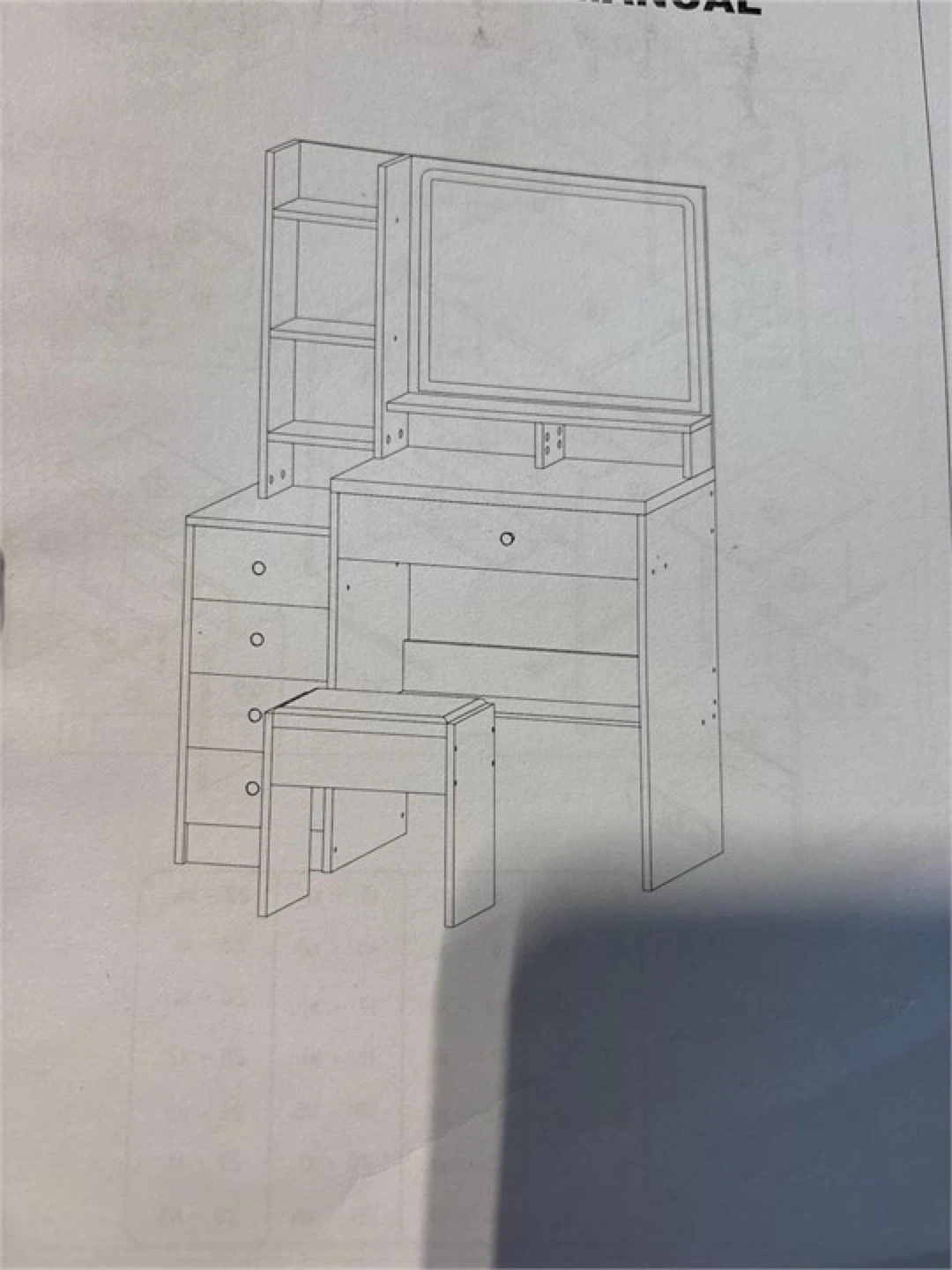 White Vanity Table with Mirror and Stool - photo 3