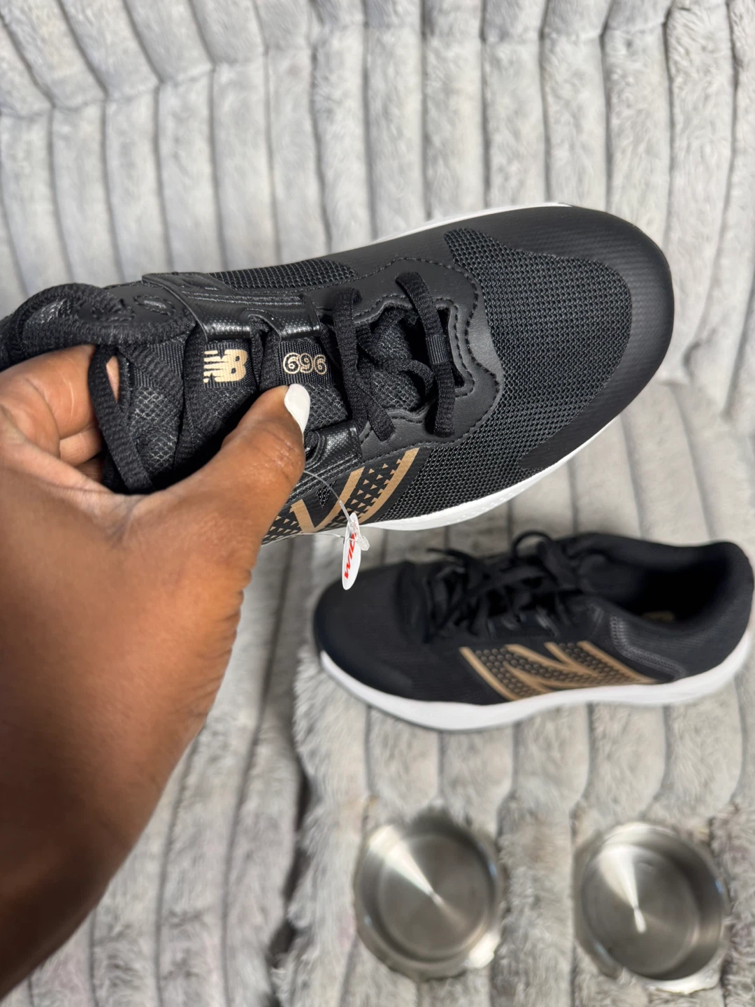 New Balance 696 V6 Wide Running Shoes Black Gold Women's 6.5 - photo 5
