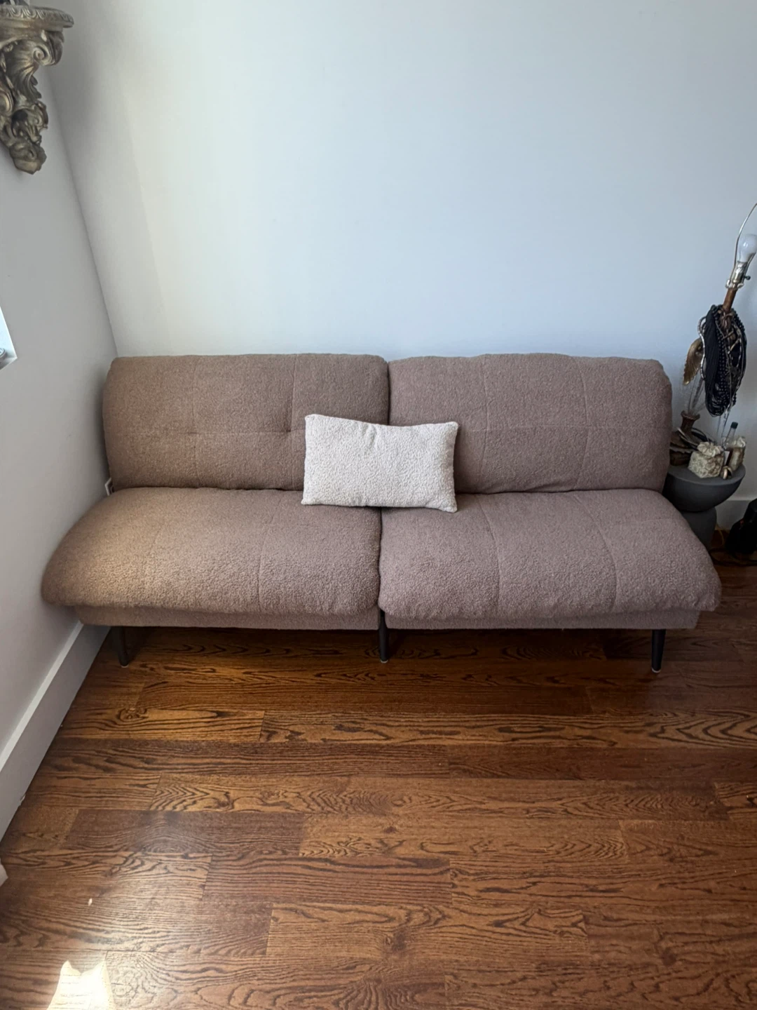 Brown Sofa Bed with Bouclé Fabric - photo 3