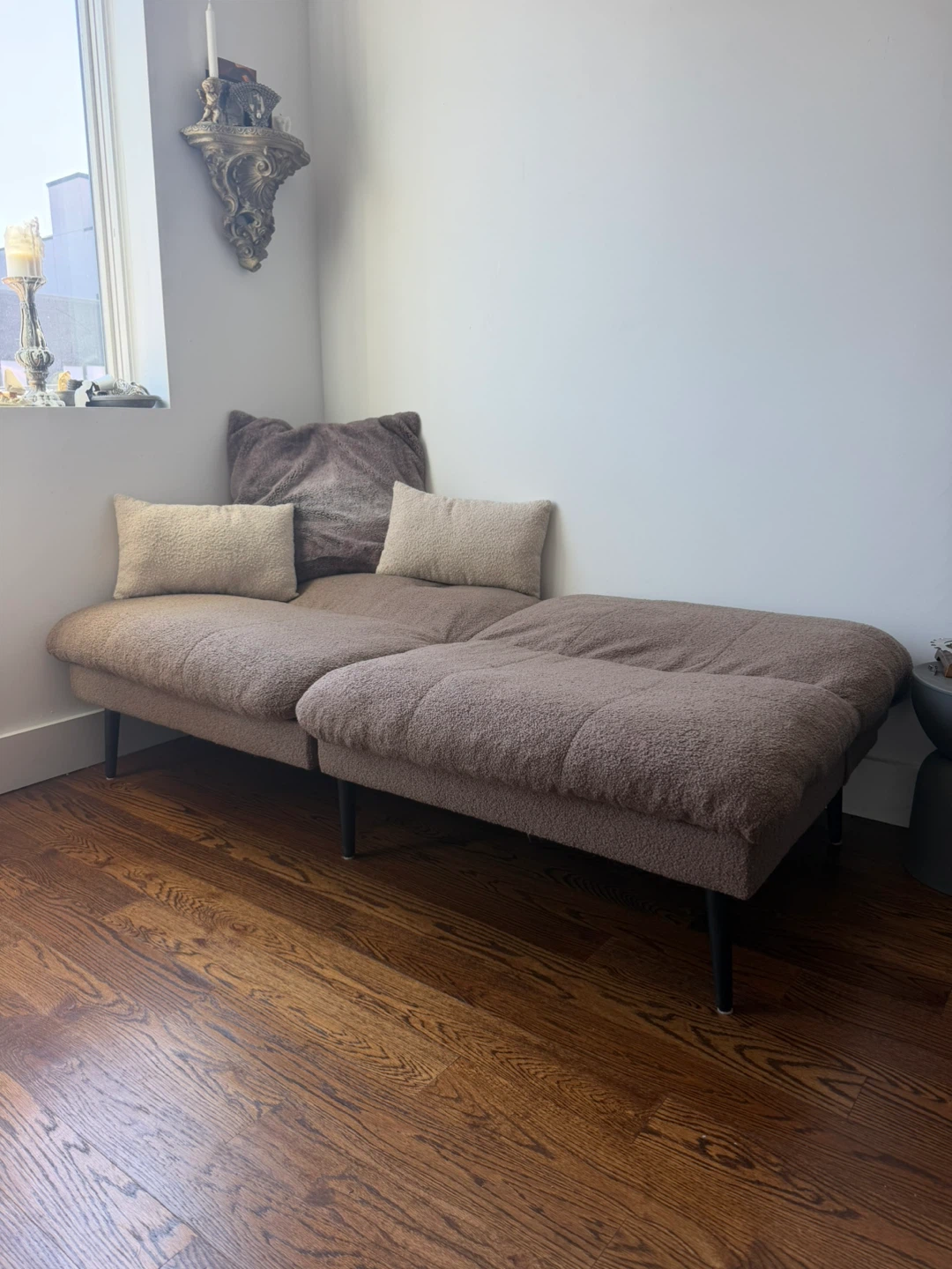 Brown Sofa Bed with Bouclé Fabric - photo 2