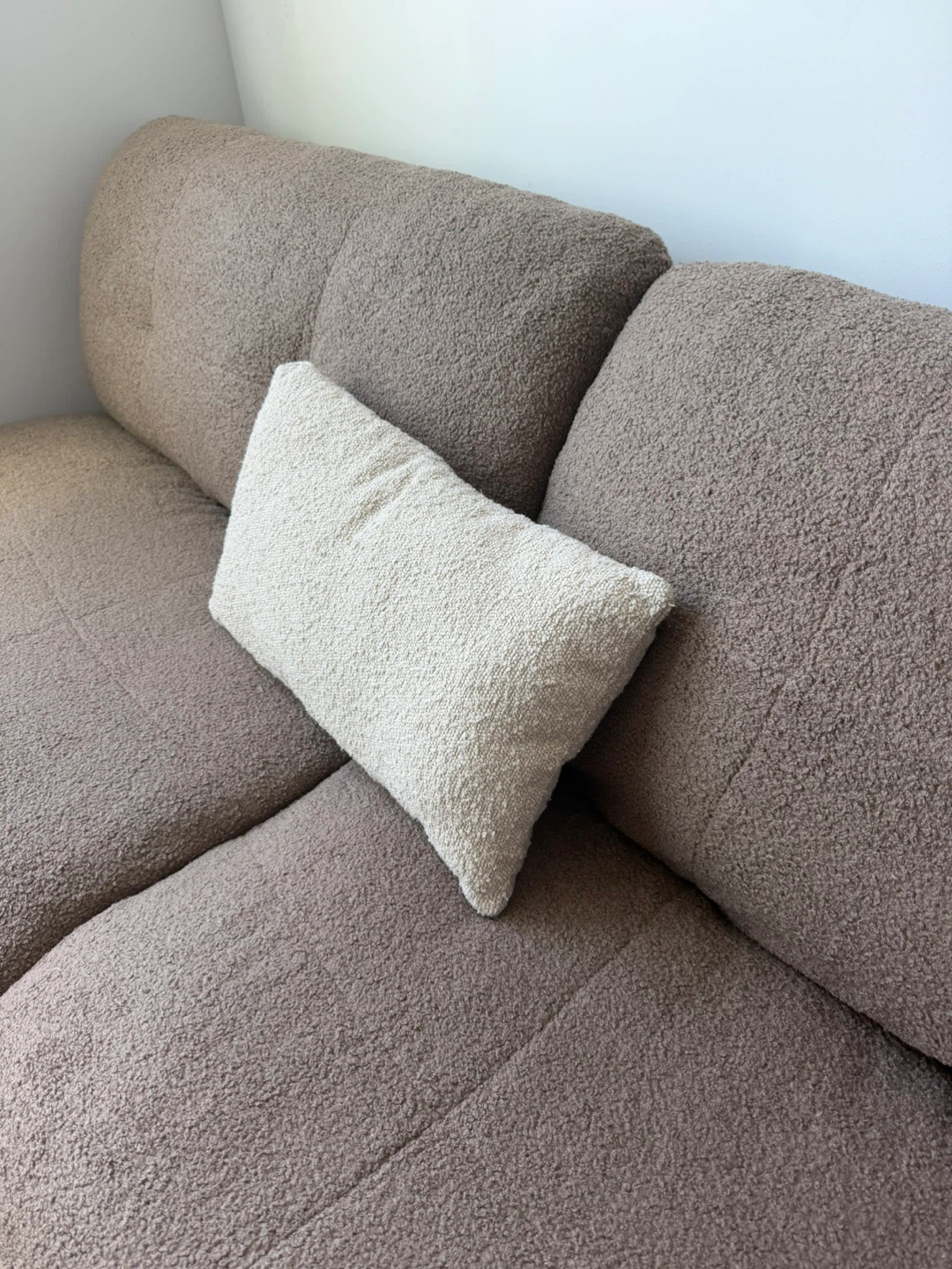 Brown Sofa Bed with Bouclé Fabric - photo 4