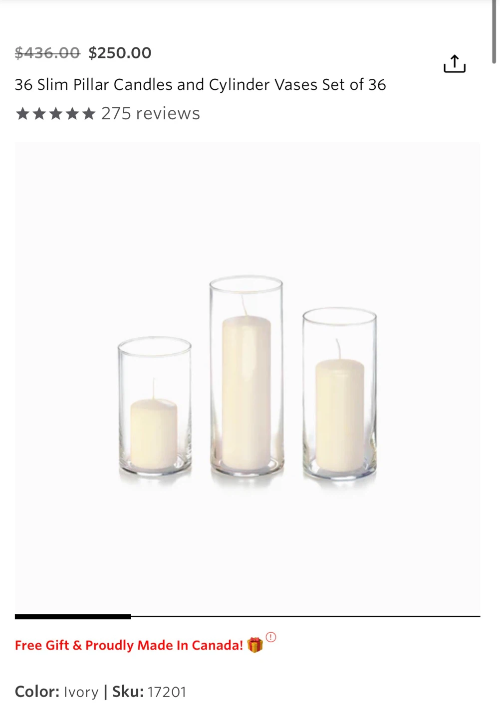 36 Slim Pillar Candles and Cylinder Vases Set
