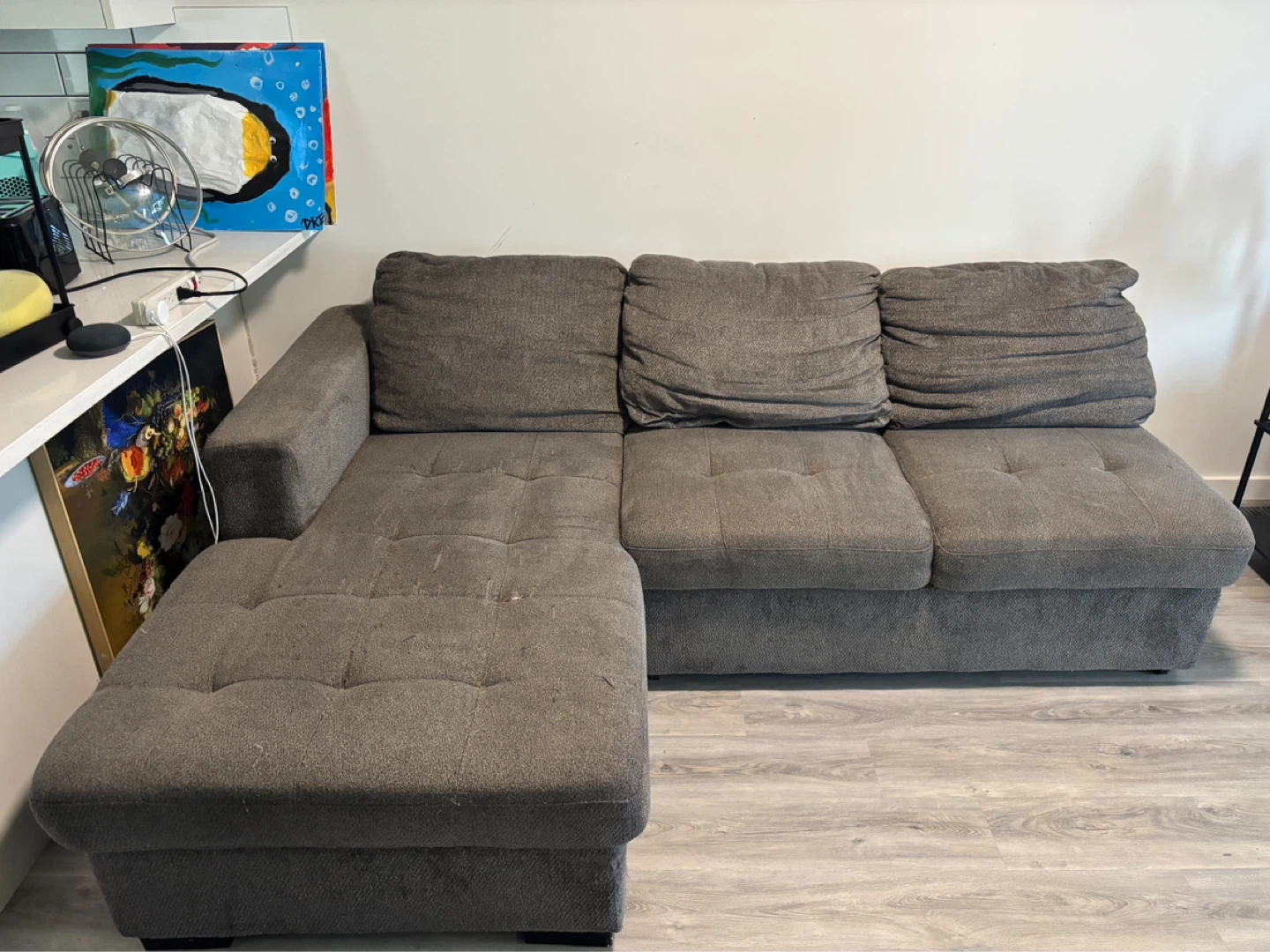 Grey Sectional Sofa with Reclining Chaise