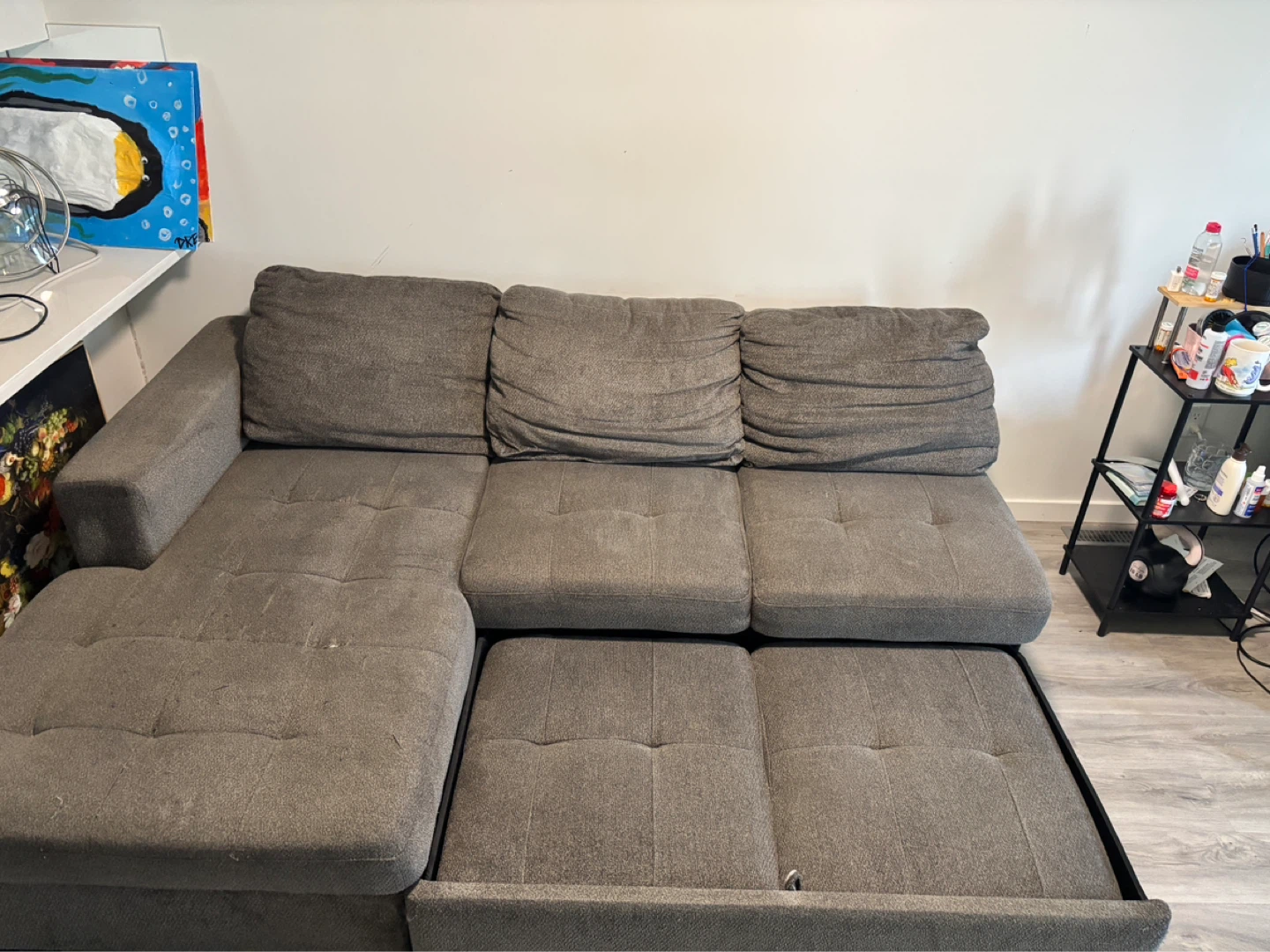 Grey Sectional Sofa with Reclining Chaise - photo 5