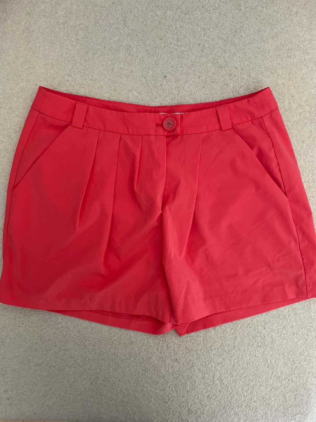 Coral Pink Pleated Shorts