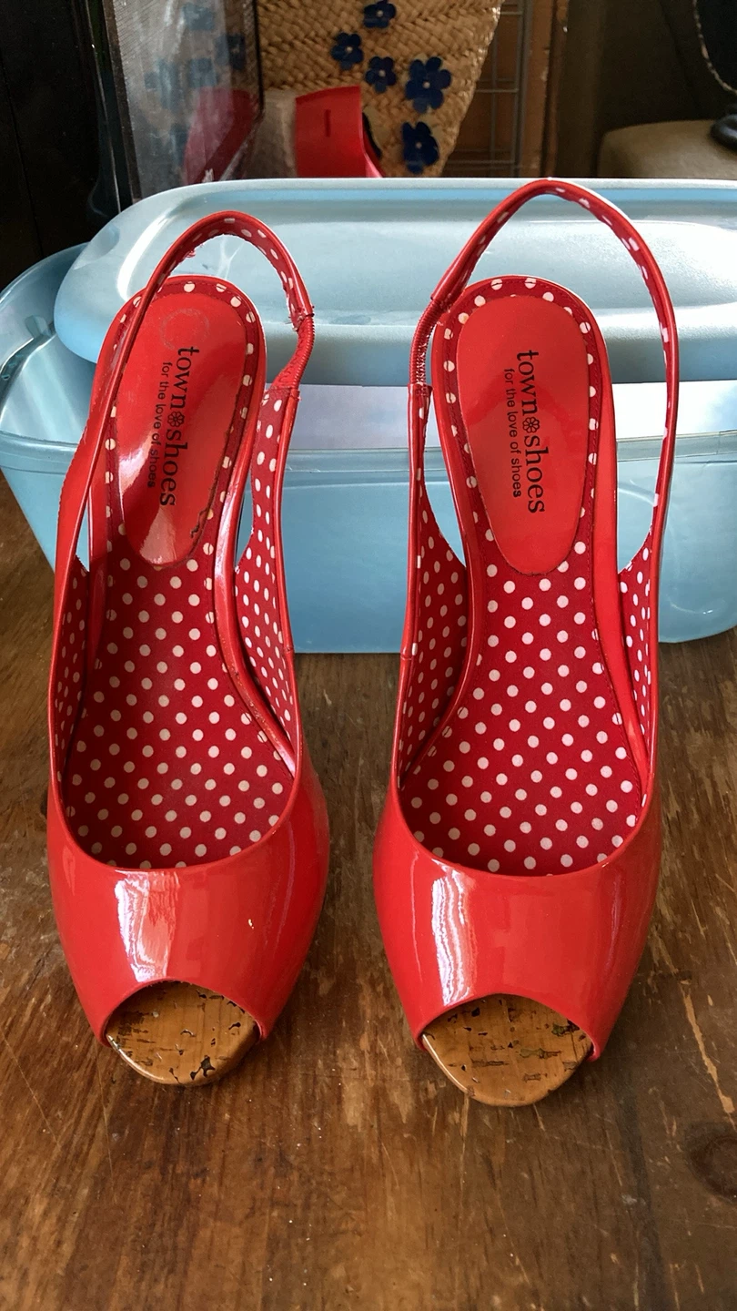 Red Peep-Toe Slingbacks