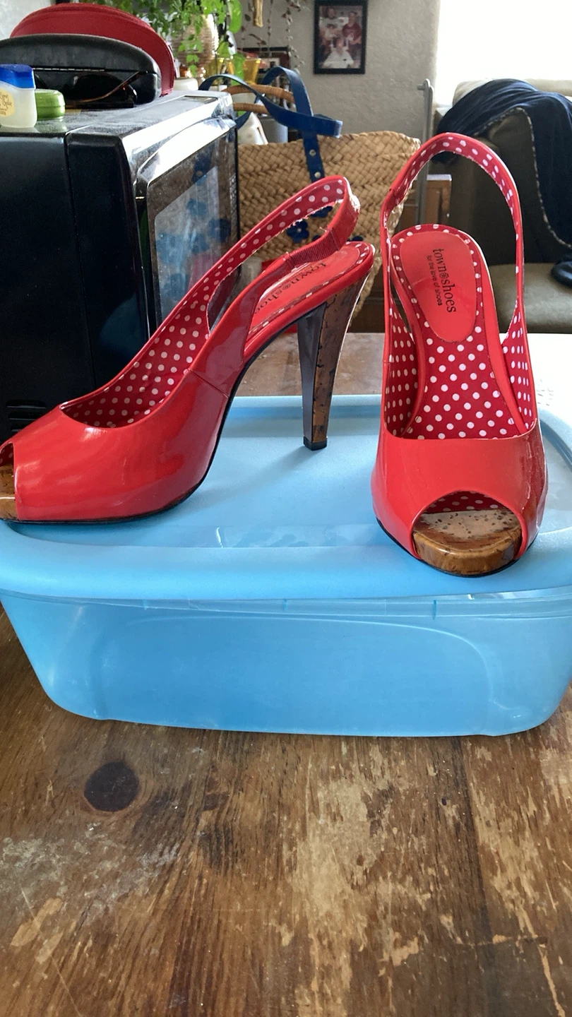 Red Peep-Toe Slingbacks - photo 2
