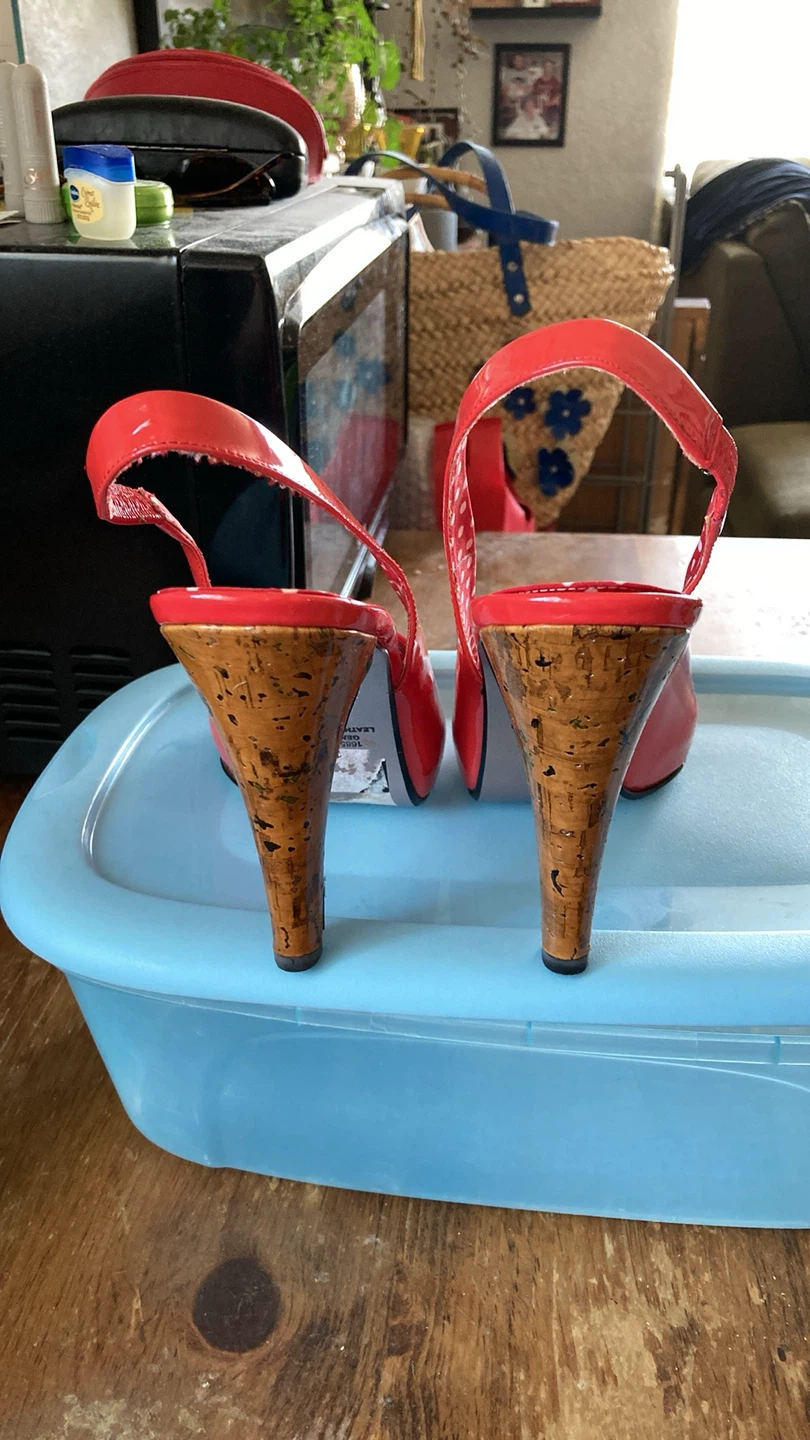 Red Peep-Toe Slingbacks - photo 3