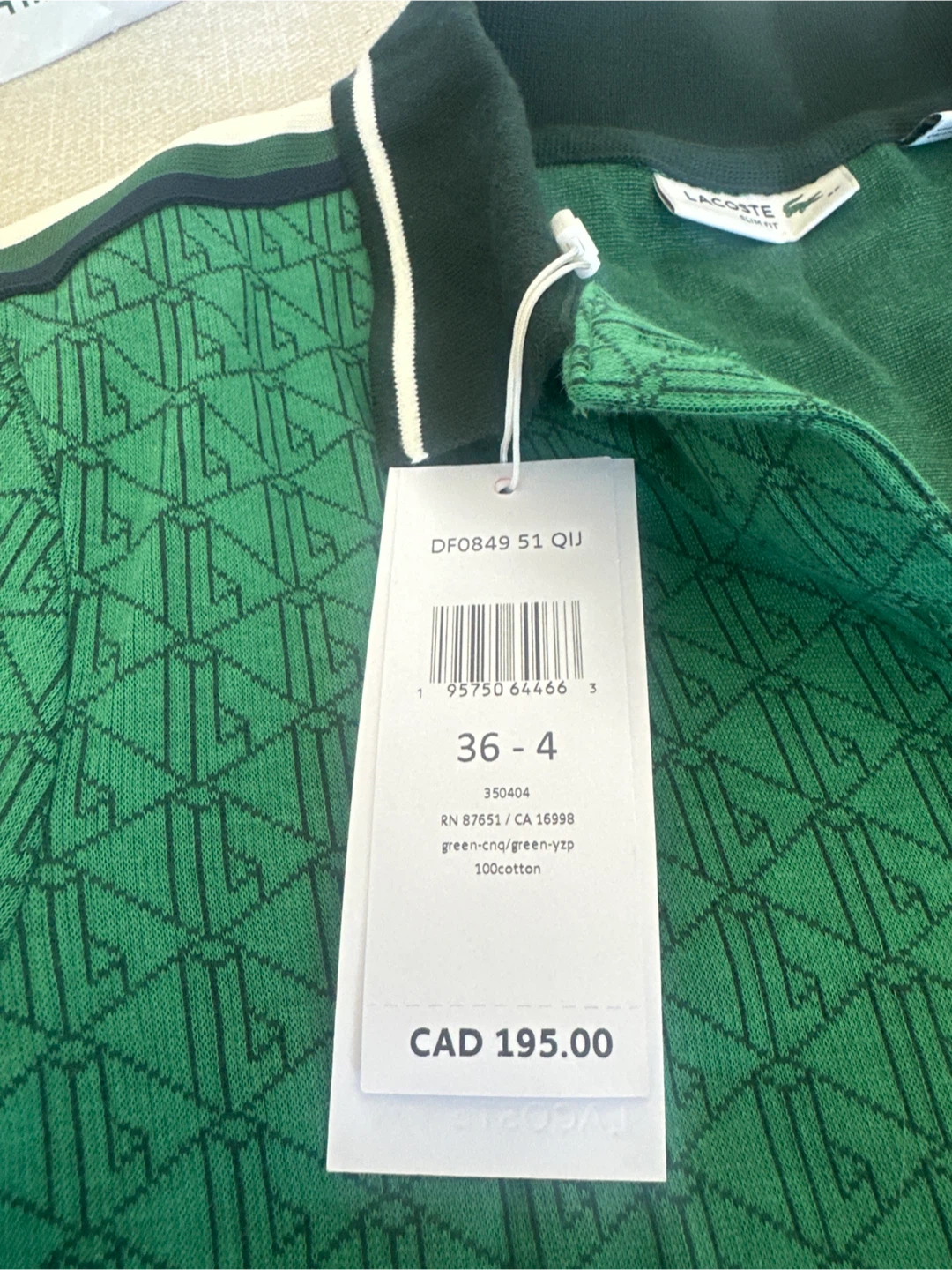 Lacoste Green All-Over Logo Polo Shirt - photo 2
