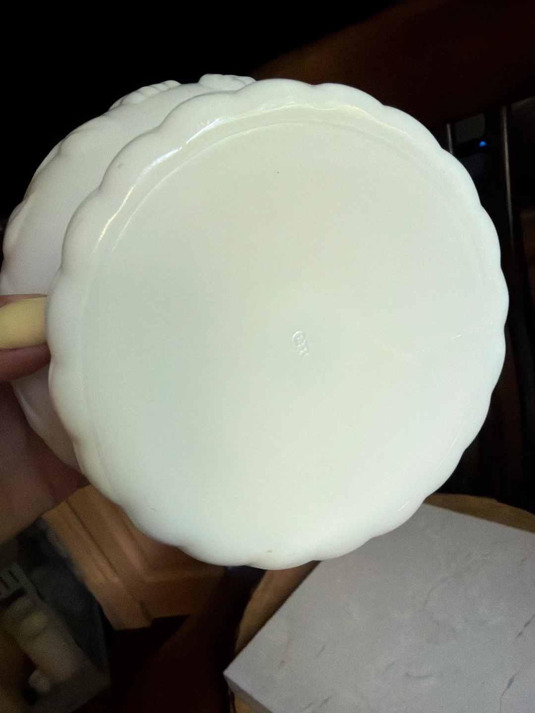 Vintage White Milk Glass Pedestal Bowl Vase - photo 3