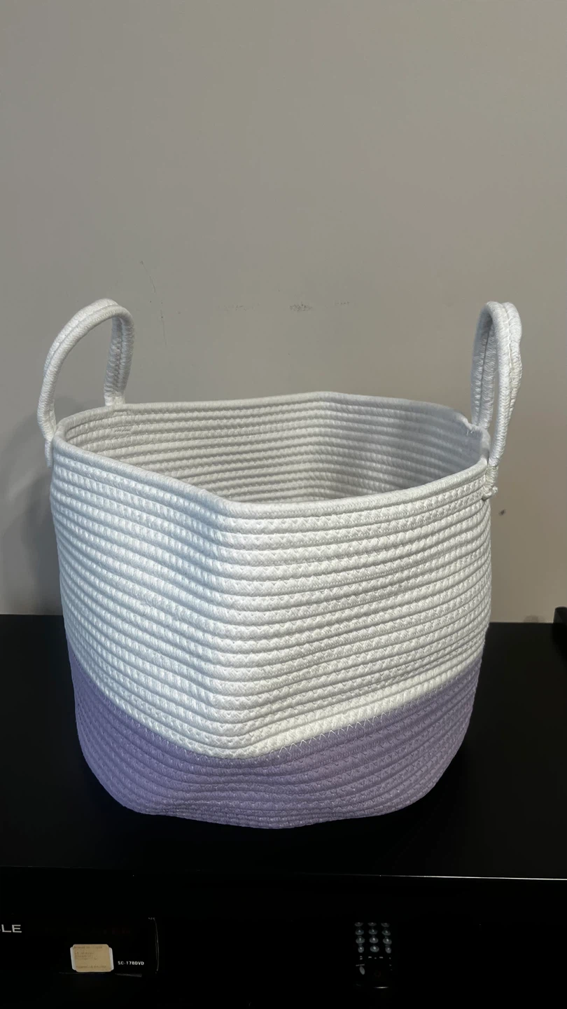 White and Purple Rope Storage Basket
