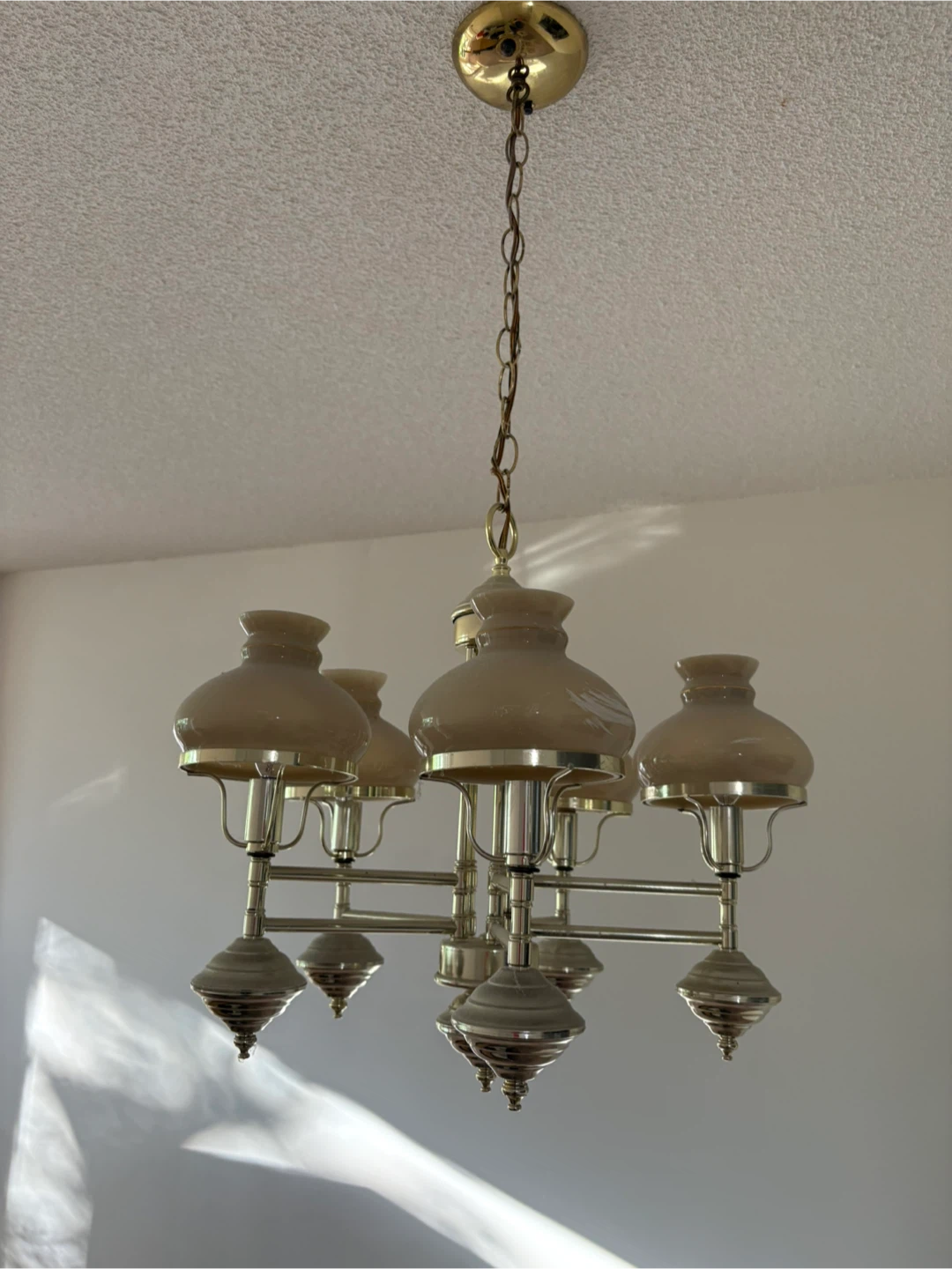 6-Light Chandelier with Beige Glass Shades