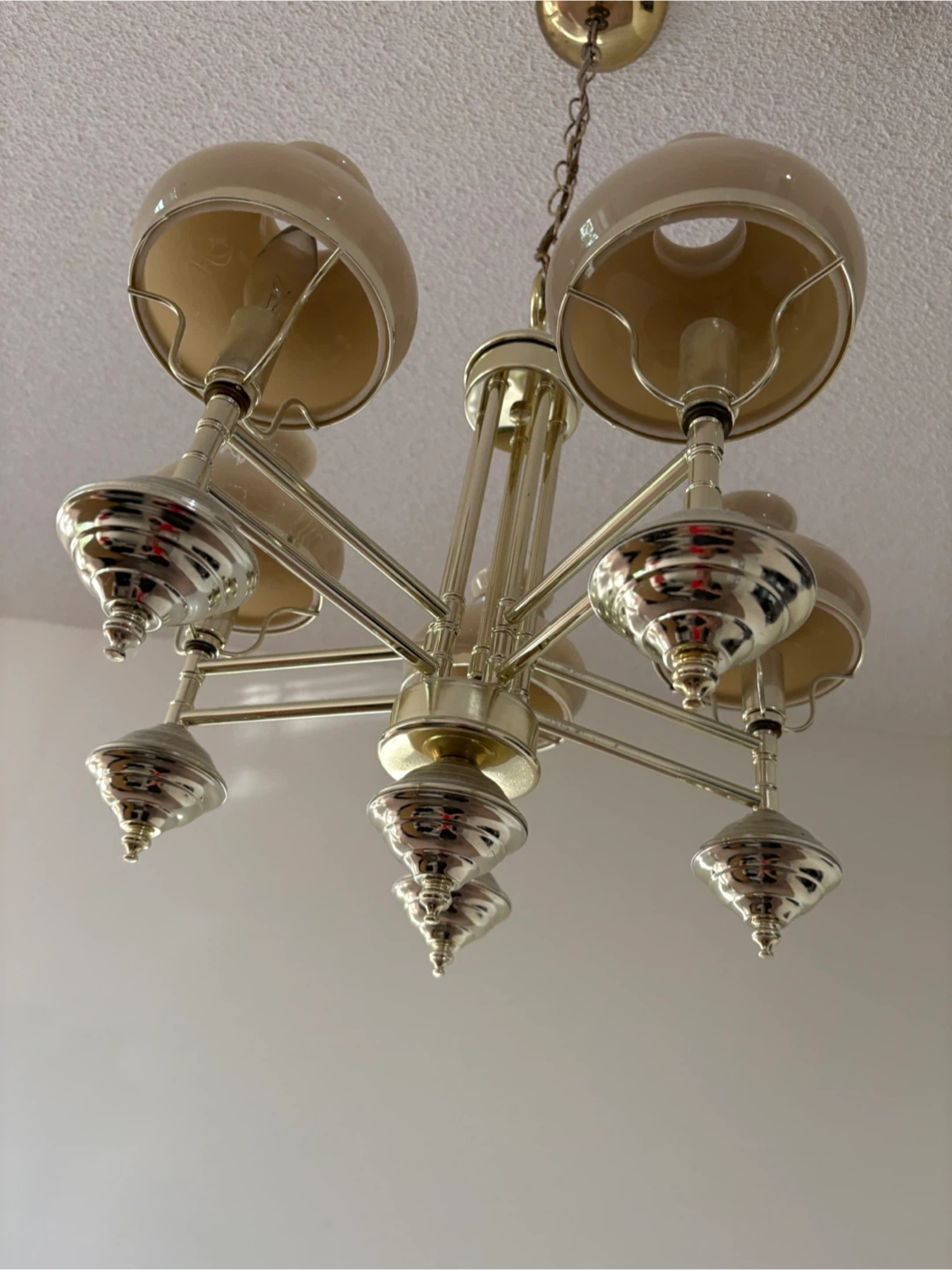 6-Light Chandelier with Beige Glass Shades - photo 3
