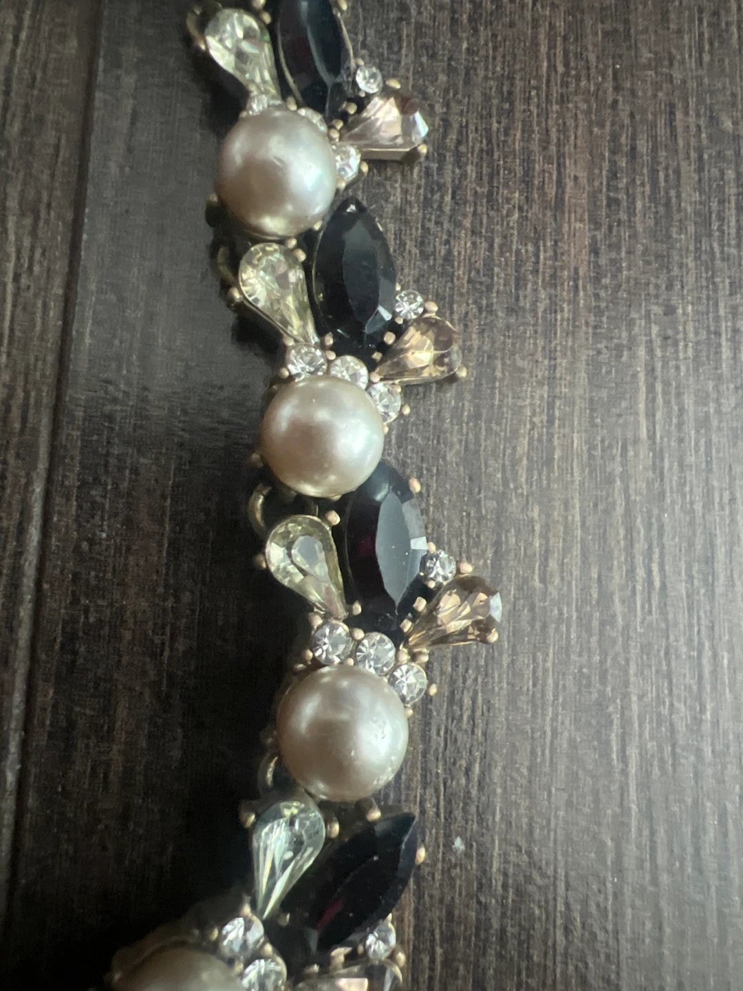 Statement Necklace with Pearls and Black Gems - photo 2