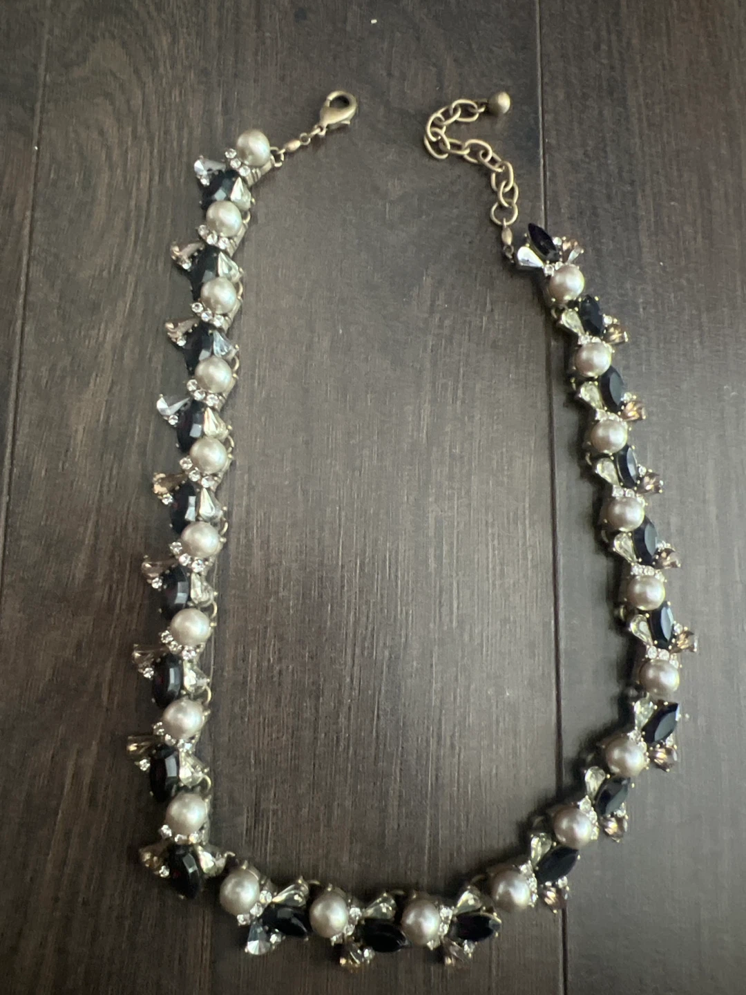 Statement Necklace with Pearls and Black Gems