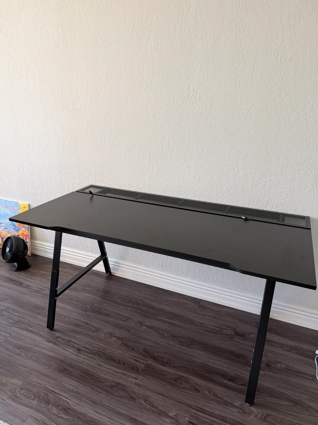Black Gaming Desk with Mesh Storage