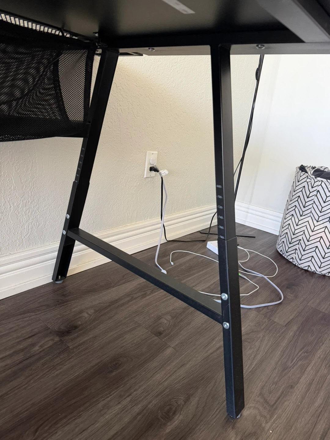 Black Gaming Desk with Mesh Storage - photo 4