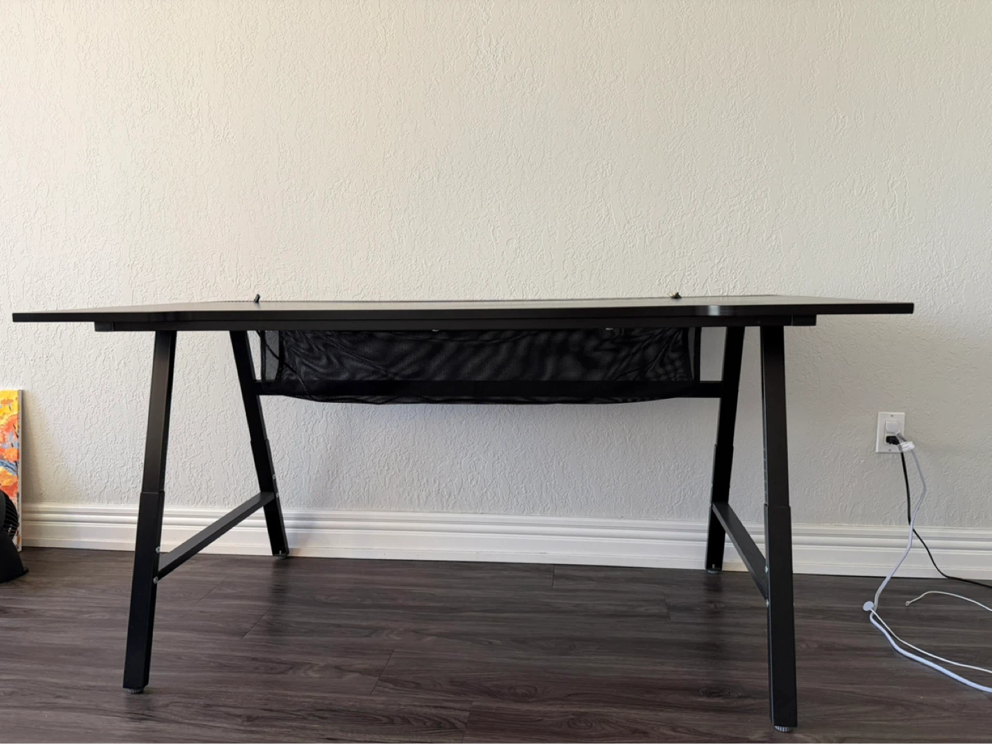 Black Gaming Desk with Mesh Storage - photo 3