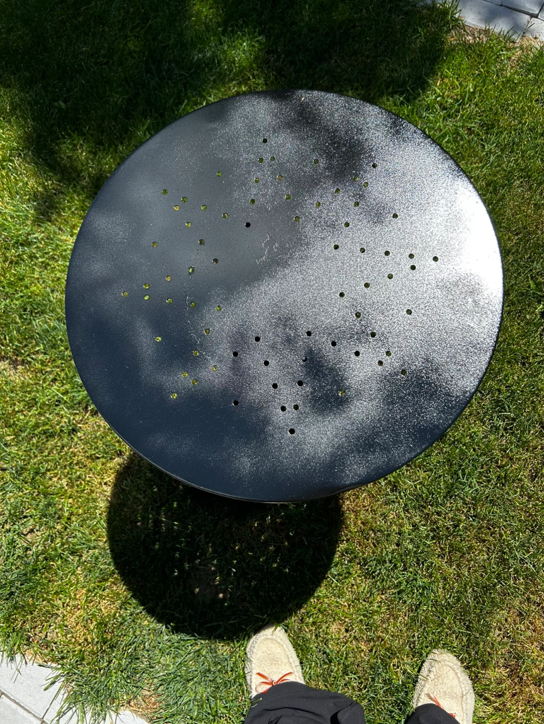 Black Metal Round Bistro Table with Decorative Holes - photo 2