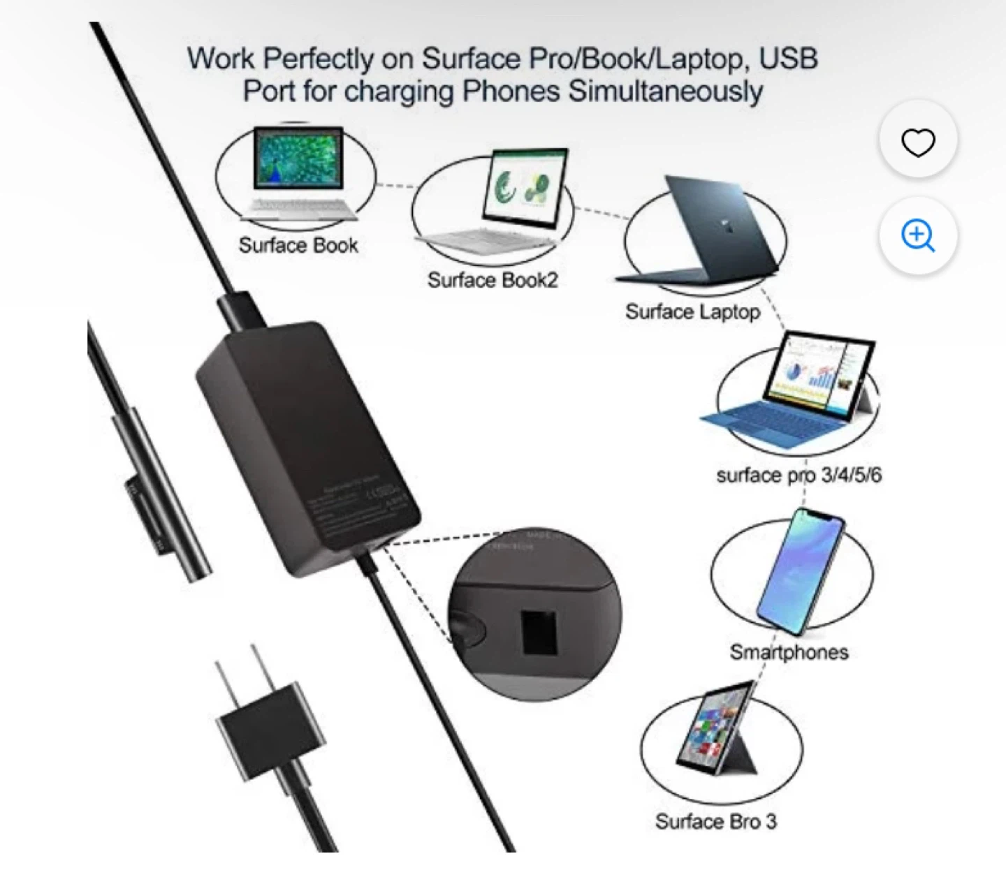 XYT-TECH 65W Surface Power Adapter