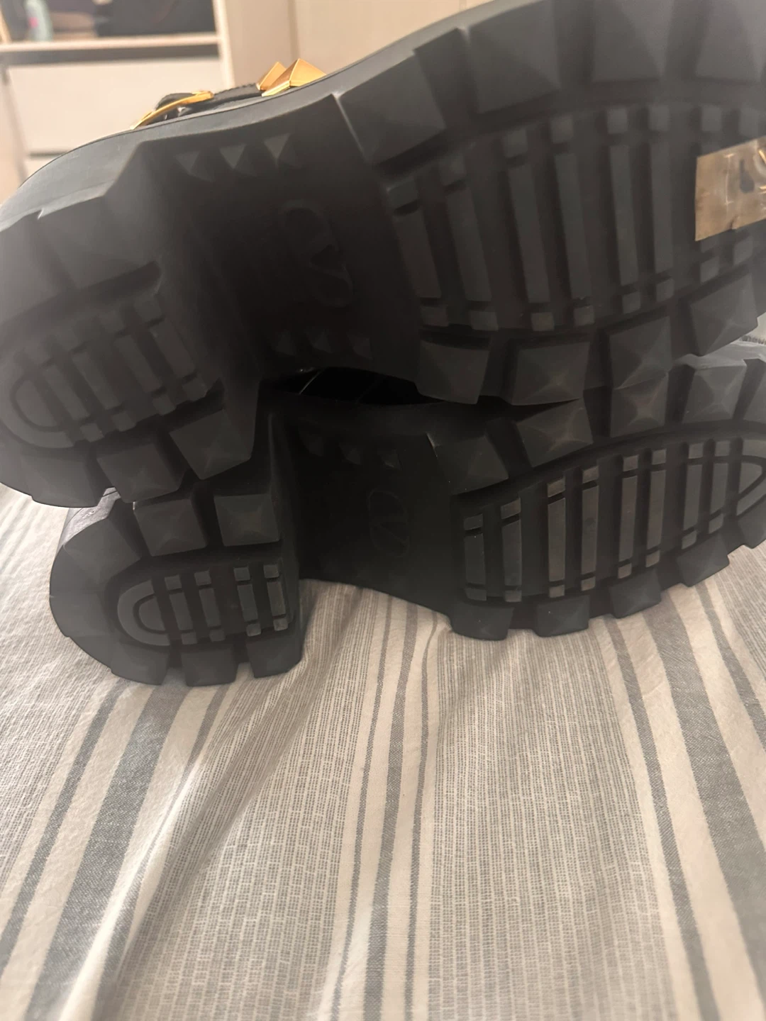 Valentino Rockstud Black Leather Ankle Boots