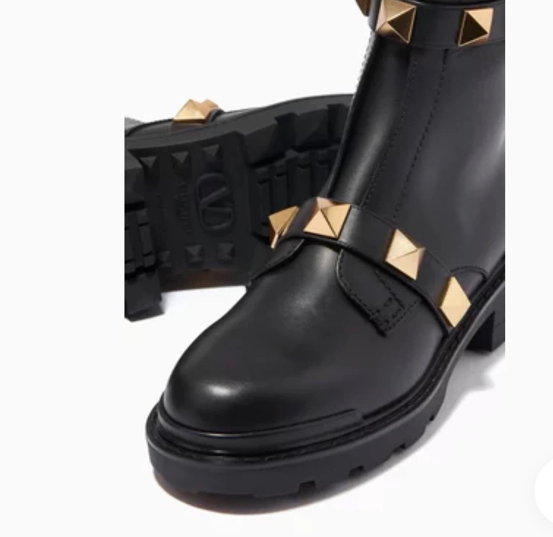 Valentino Rockstud Black Leather Ankle Boots - photo 2