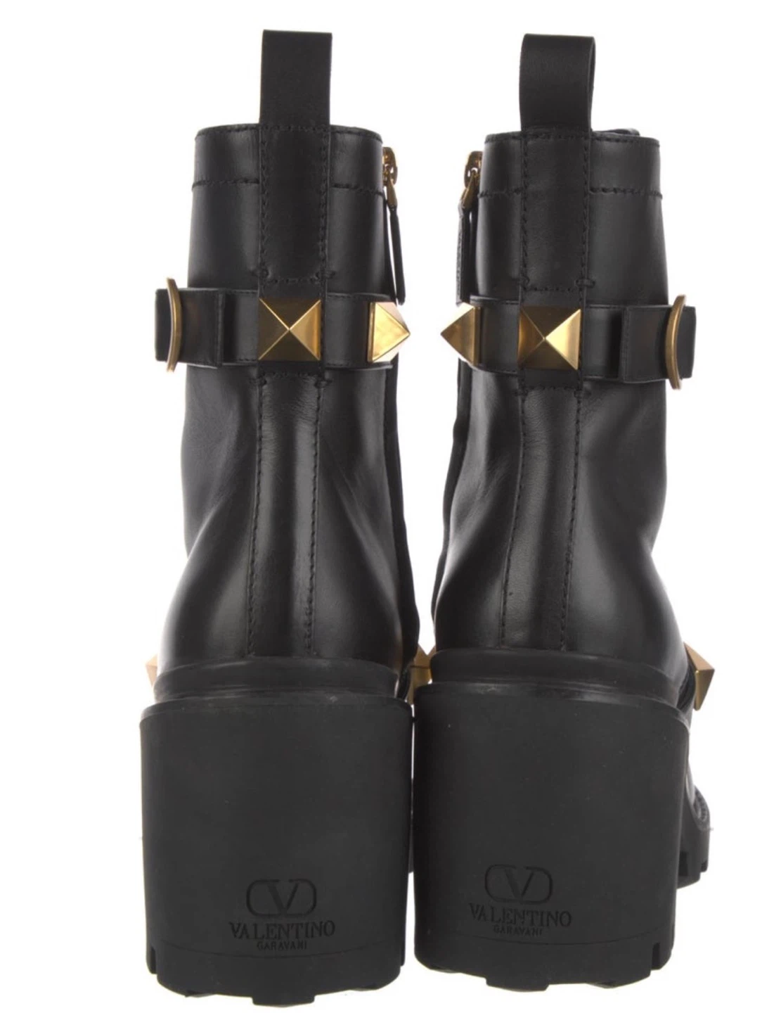 Valentino Rockstud Black Leather Ankle Boots - photo 3