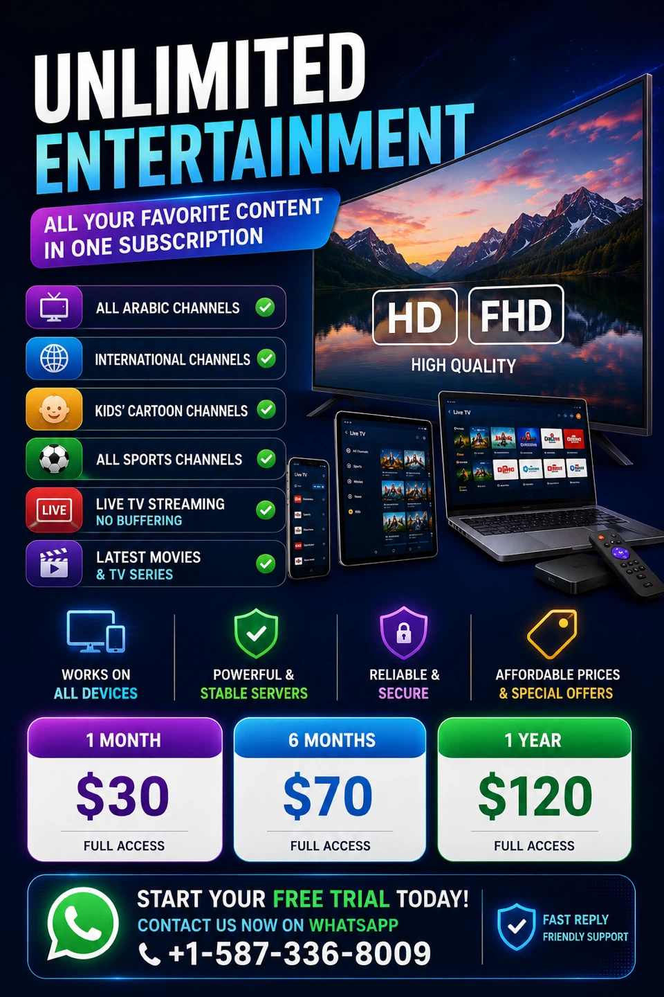 Unlimited Entertainment Subscription - HD & FHD Quality