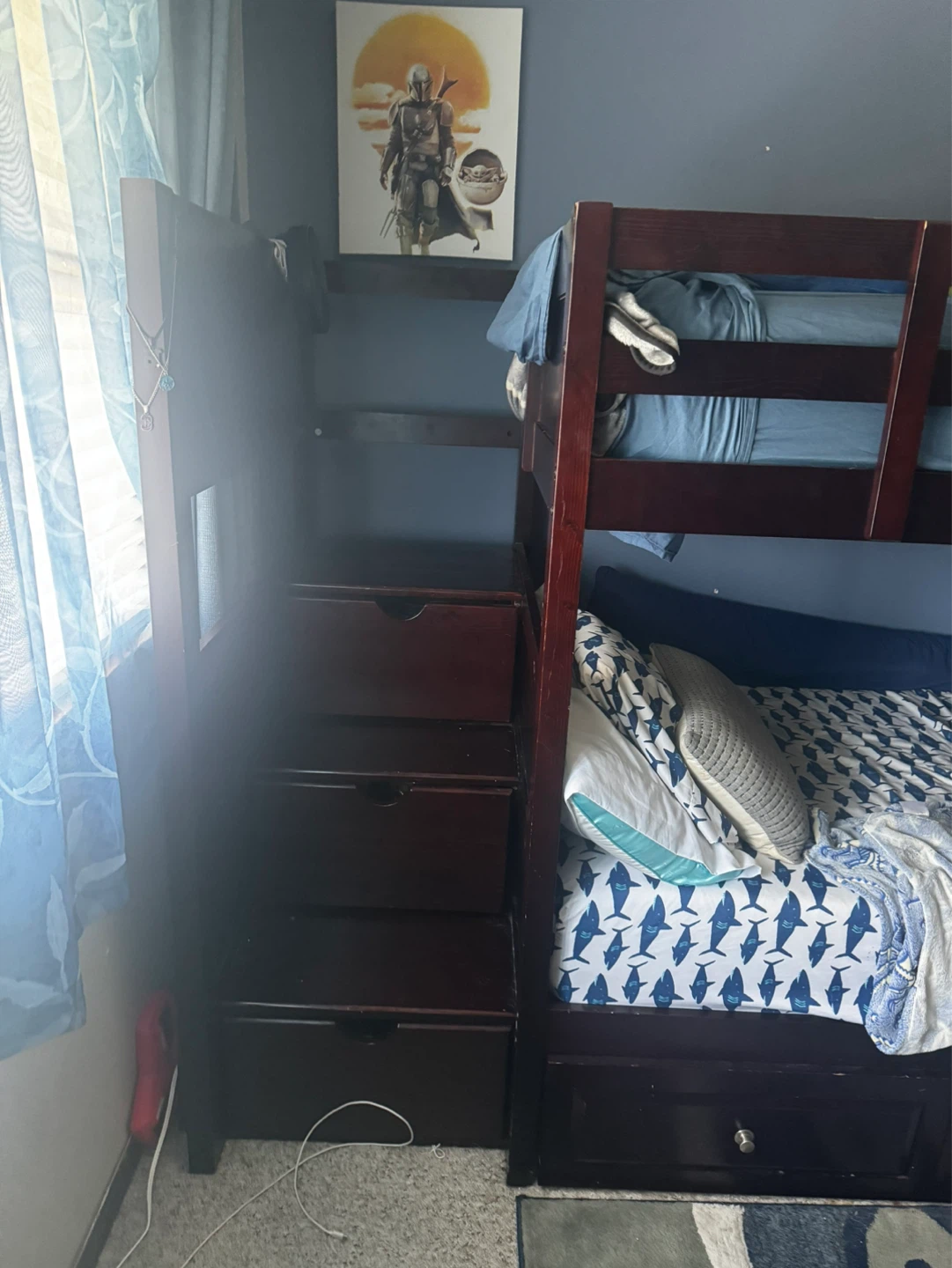 Twin Wooden Bunk Bed with Stairs and Drawers - photo 2