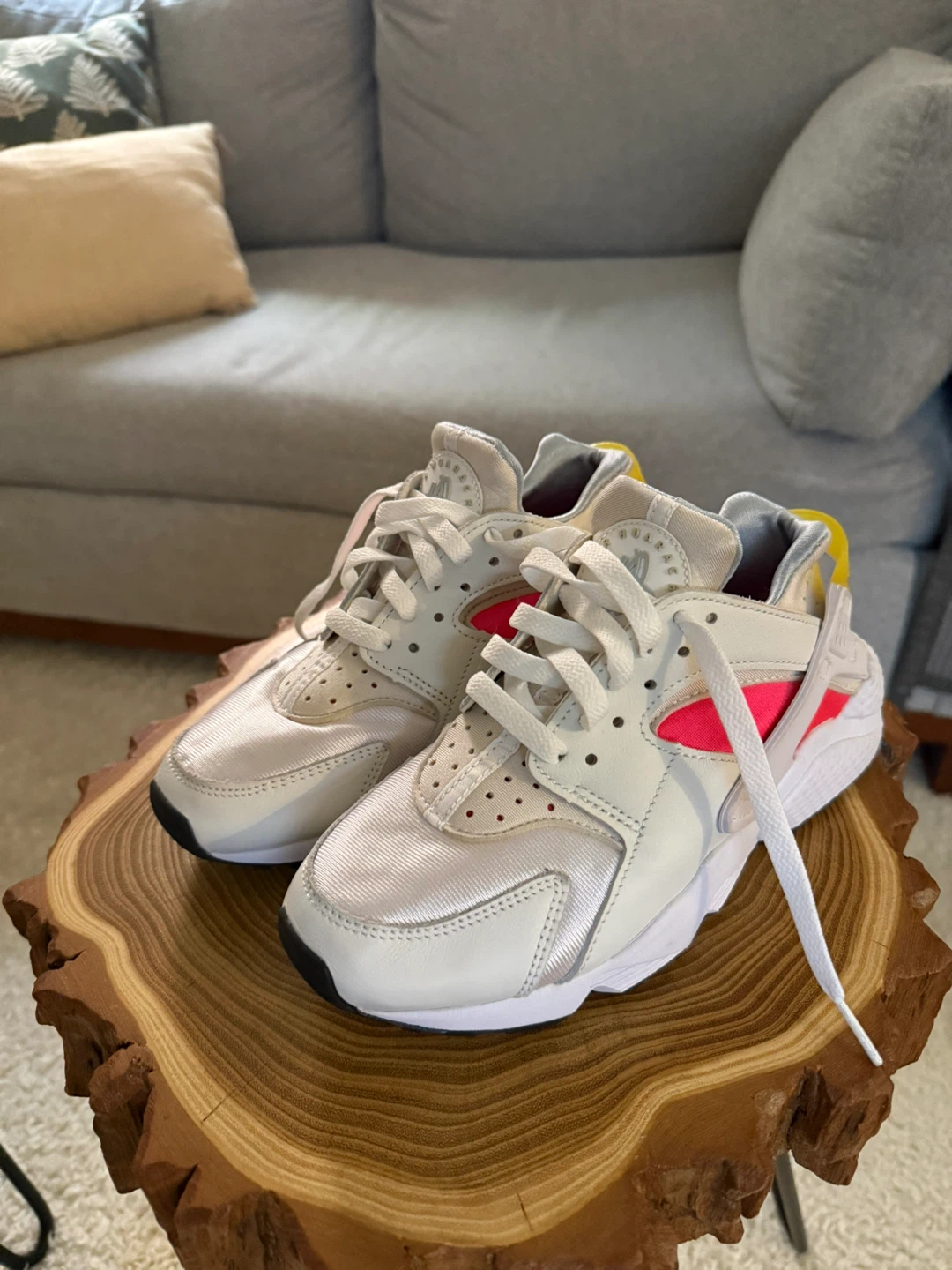 Nike Air Huarache White Pink Yellow Women's Shoes