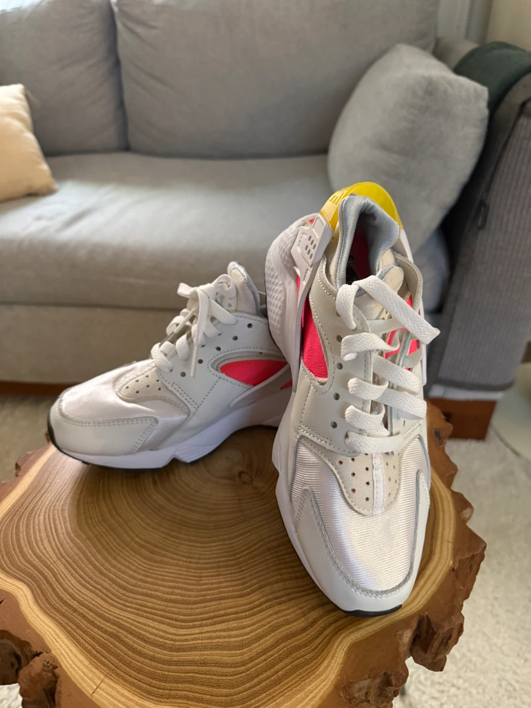 Nike Air Huarache White Pink Yellow Women's Shoes - photo 5
