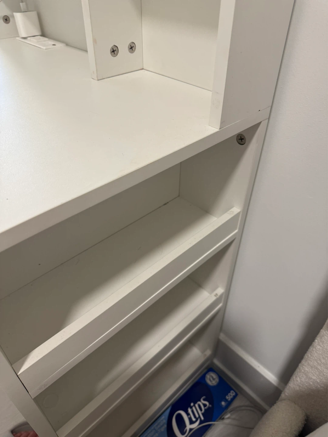 White Vanity Desk with Mirror and Shelving - photo 3