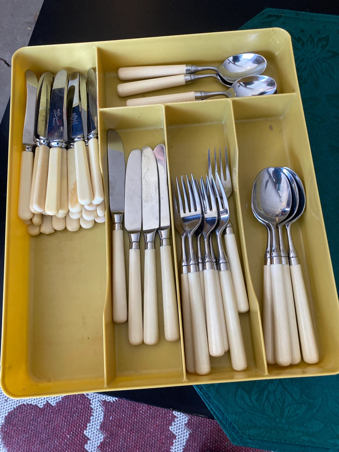 Vintage Cutlery Set with Utensil Tray
