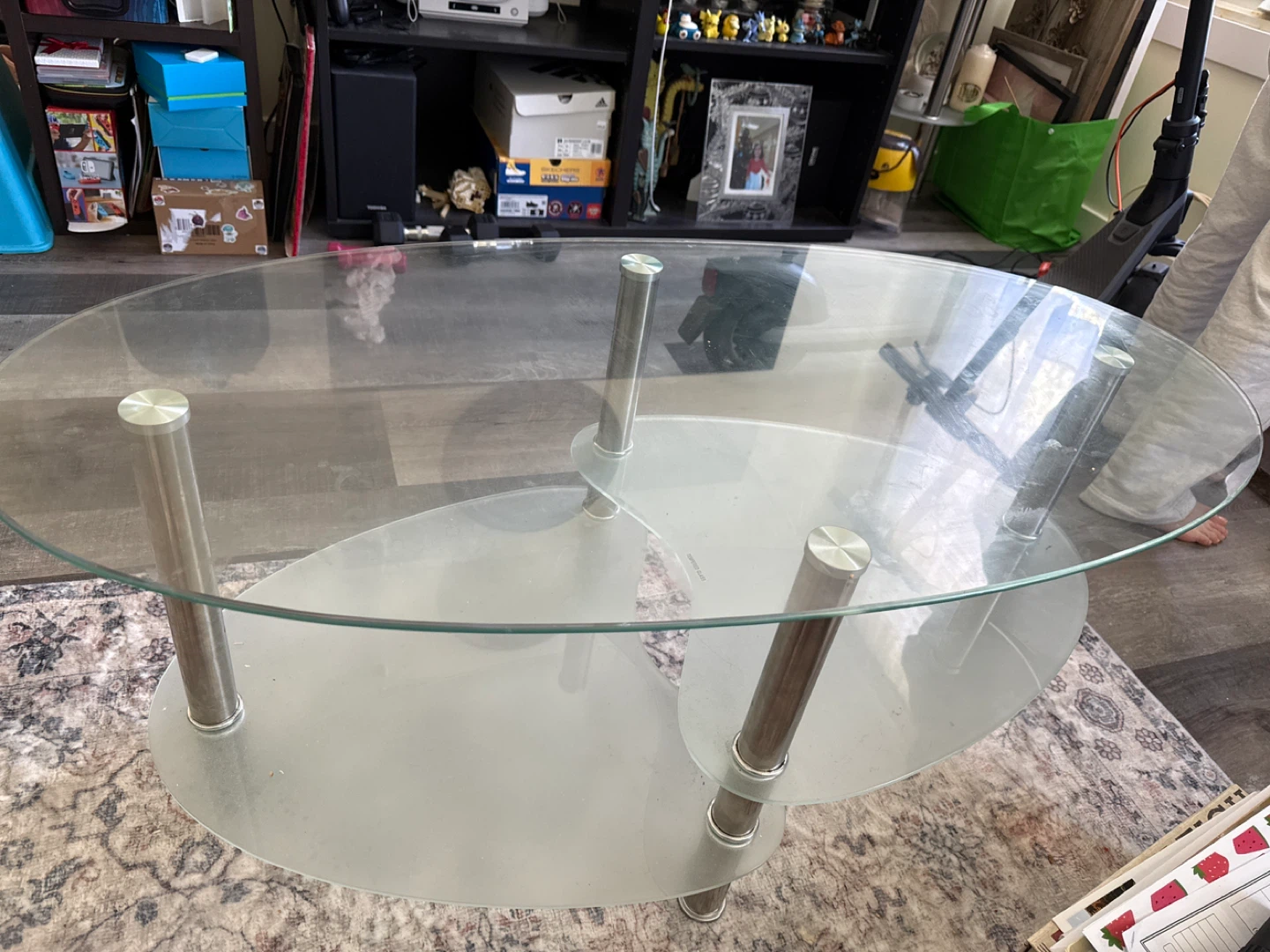 Glass Coffee Table with Metal Legs