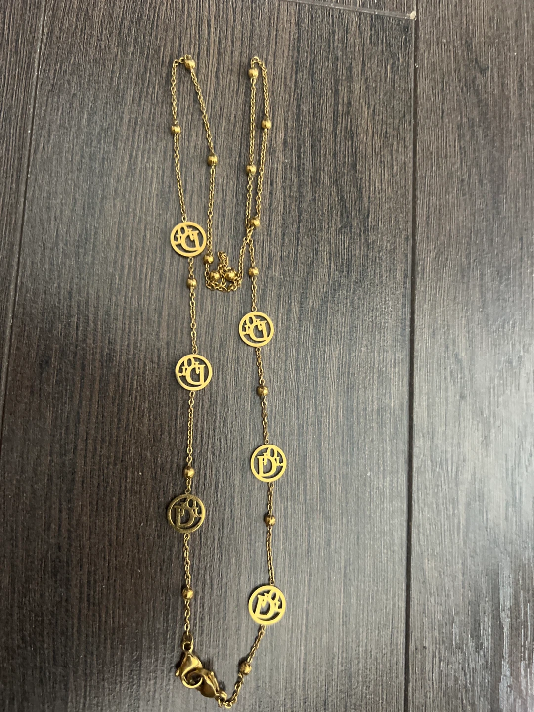 Dior Gold Tone Chain Necklace