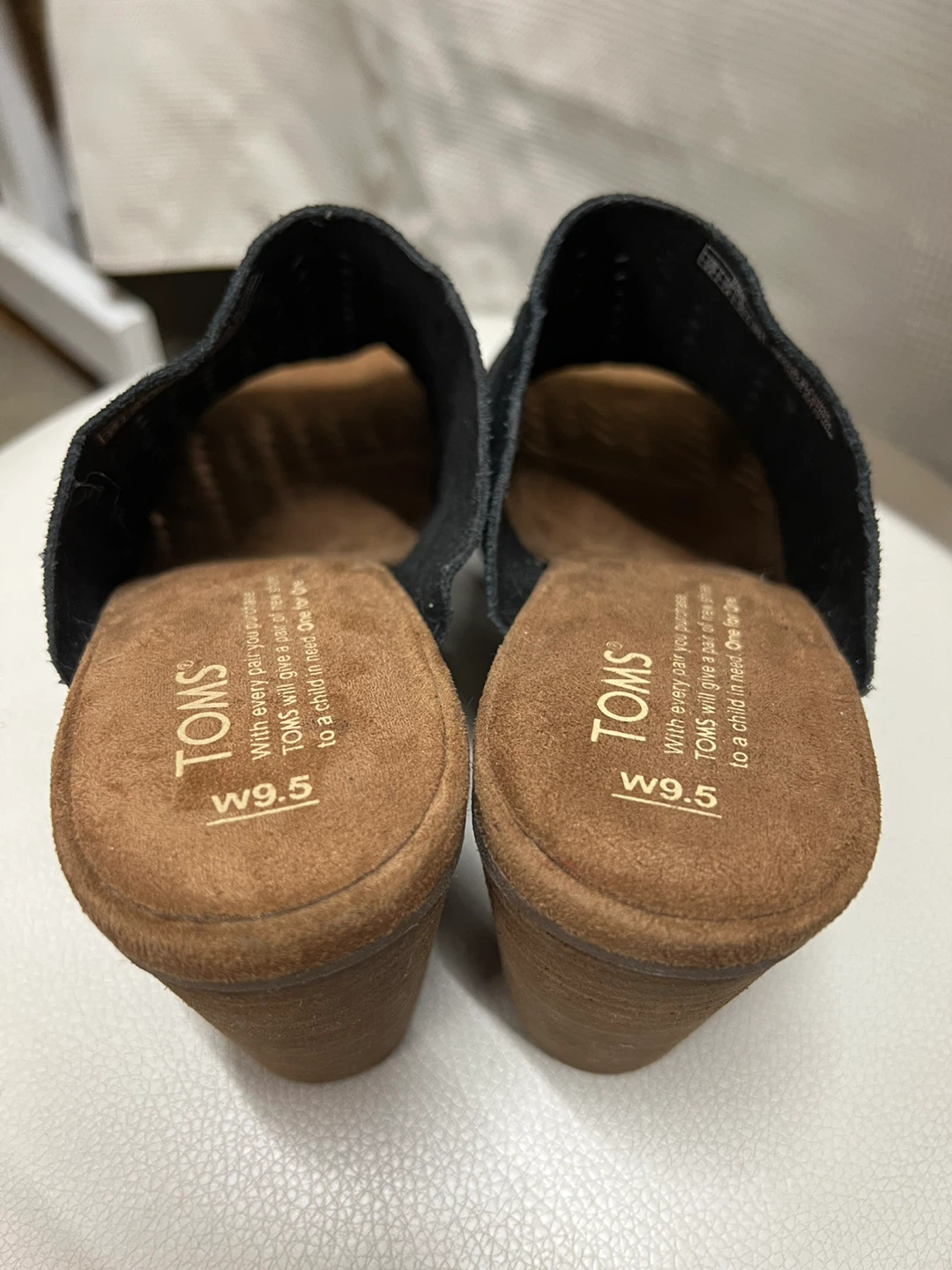 TOMS Black Suede Perforated Heeled Mules Women's Size 9.5 - photo 2