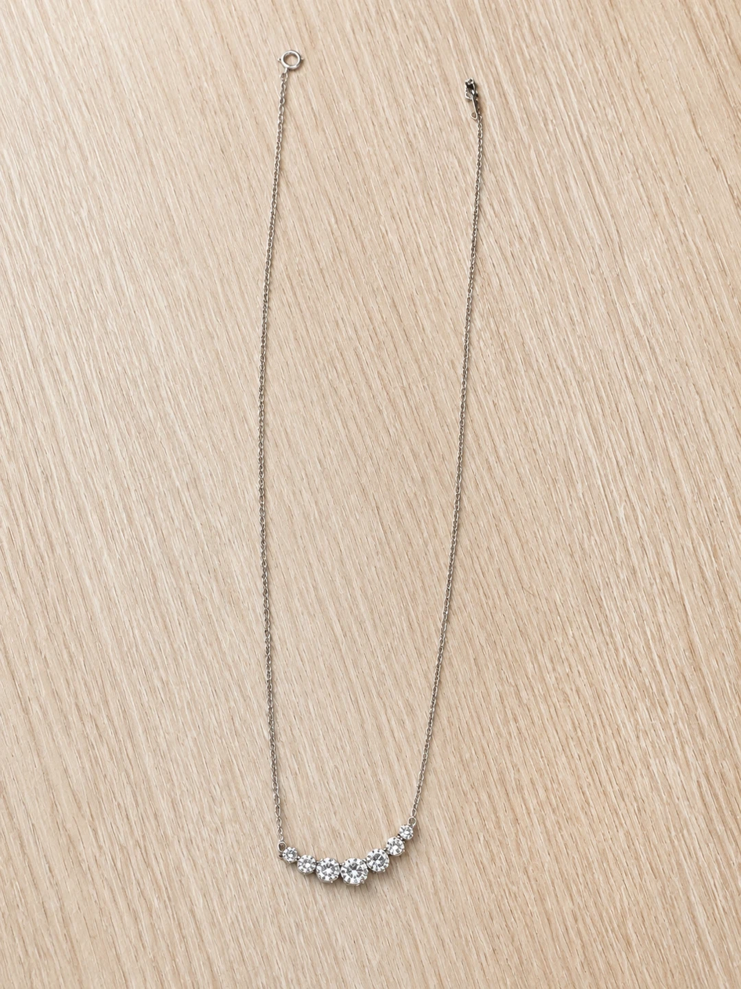 Silver necklace with clear stones