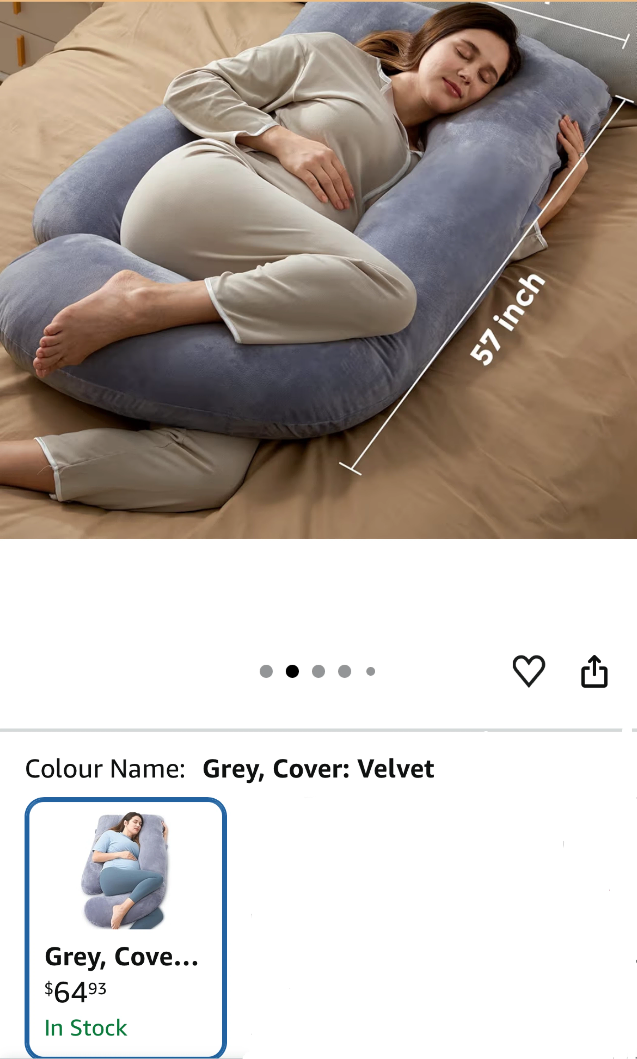 Used only once or twice Grey U-Shaped Pregnancy Support Pillow - photo 3