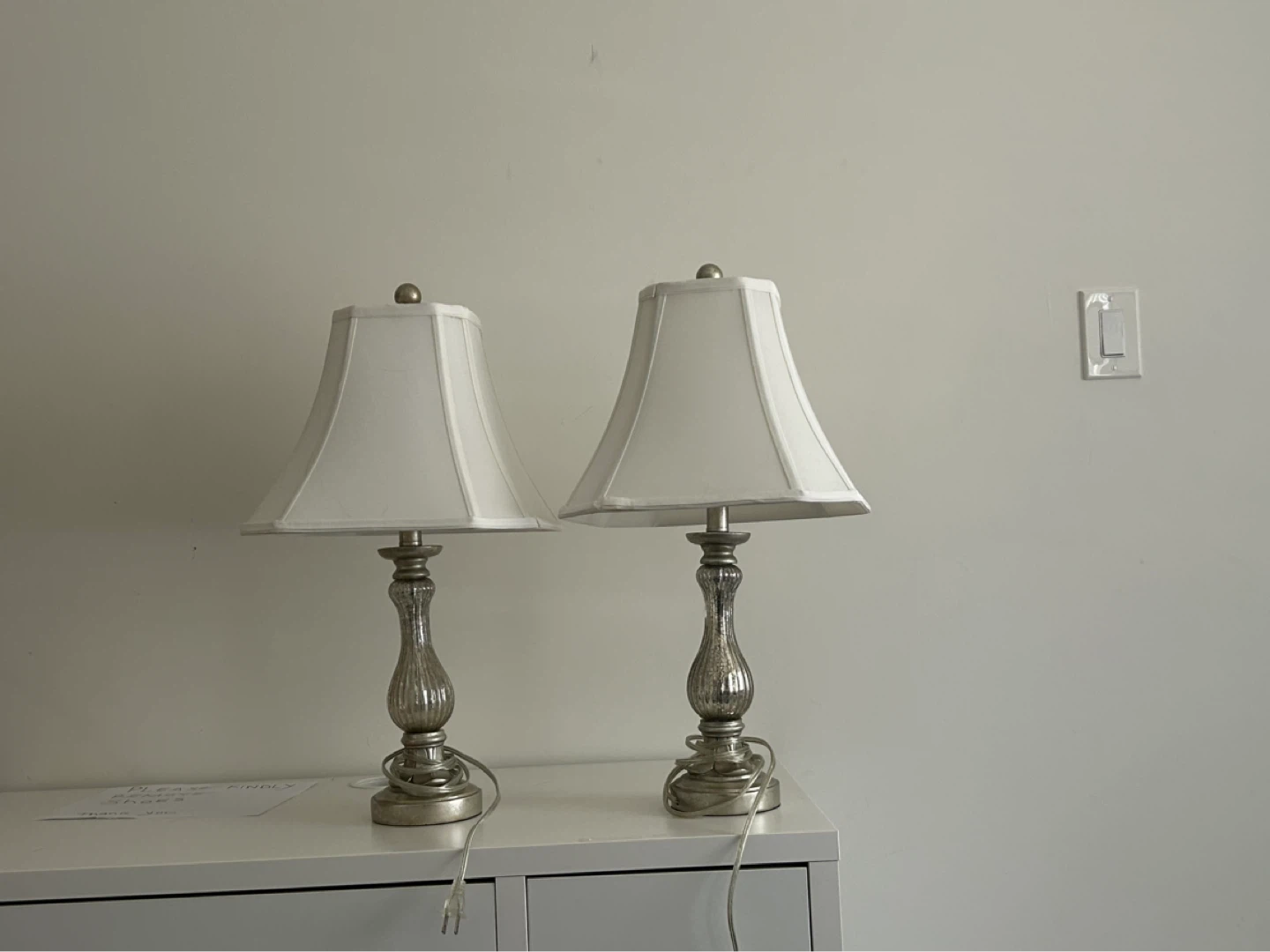 Set of 2 Silver Table Lamps with White Shades - photo 2