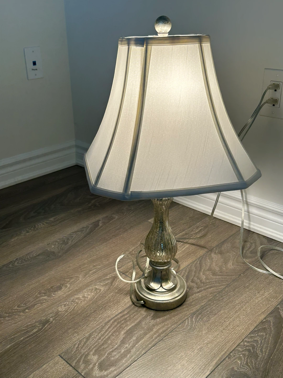 Set of 2 Silver Table Lamps with White Shades - photo 4