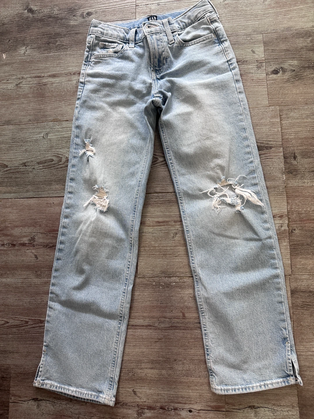 GAP Light Wash Distressed Wide Leg Jeans