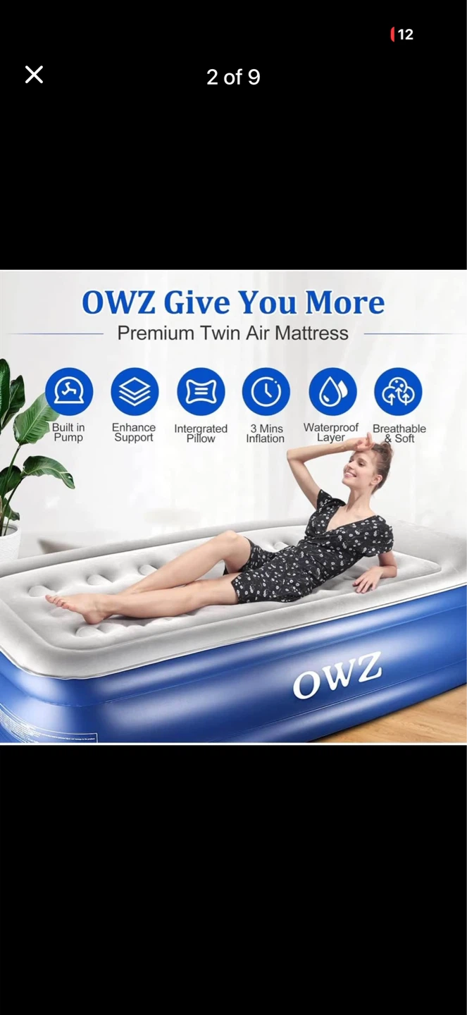 New OWZ Premium Twin Air Mattress with Built-in Pump - photo 2