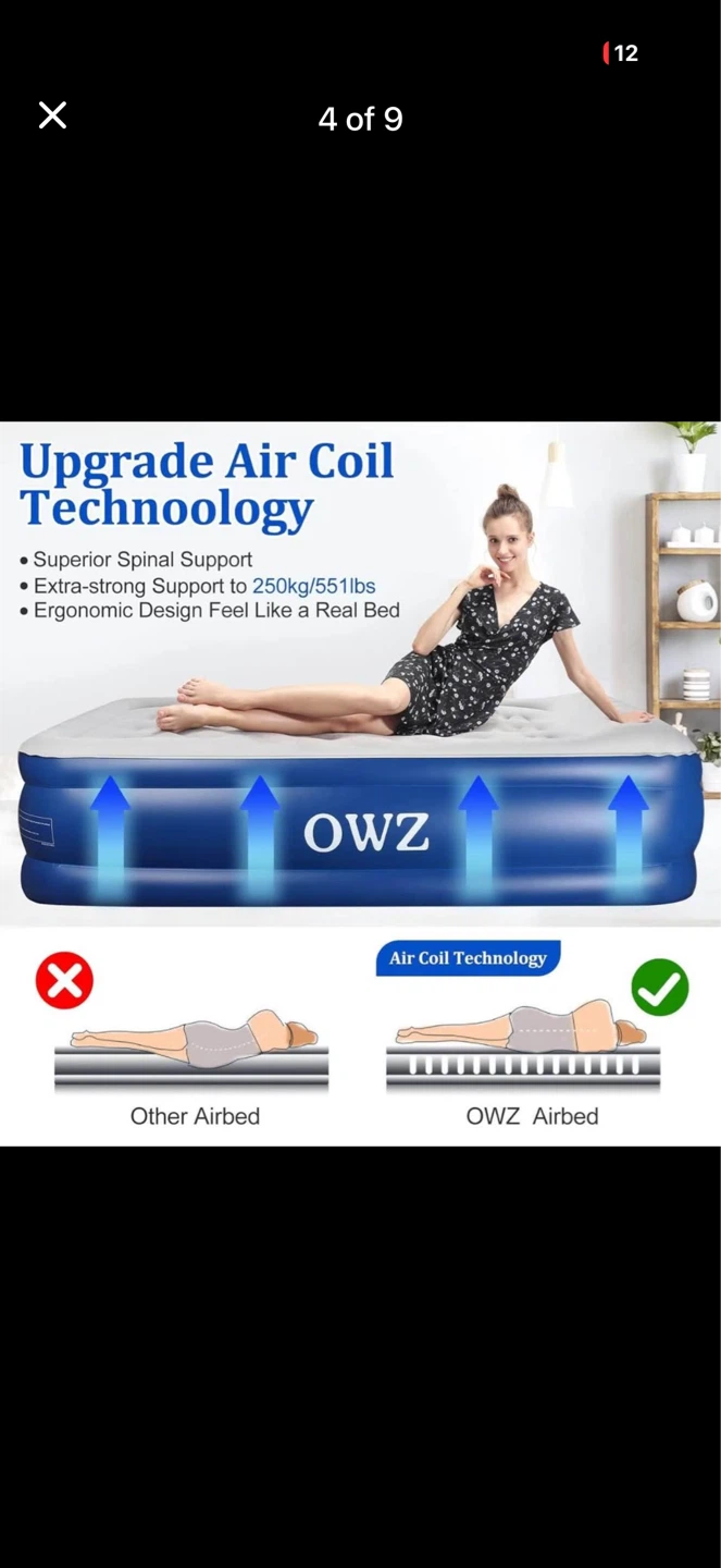 New OWZ Premium Twin Air Mattress with Built-in Pump - photo 4