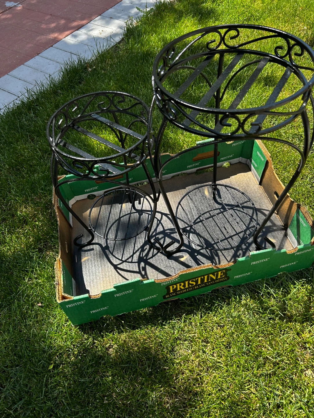 Set of 2 Black Metal Plant Stand - Set of