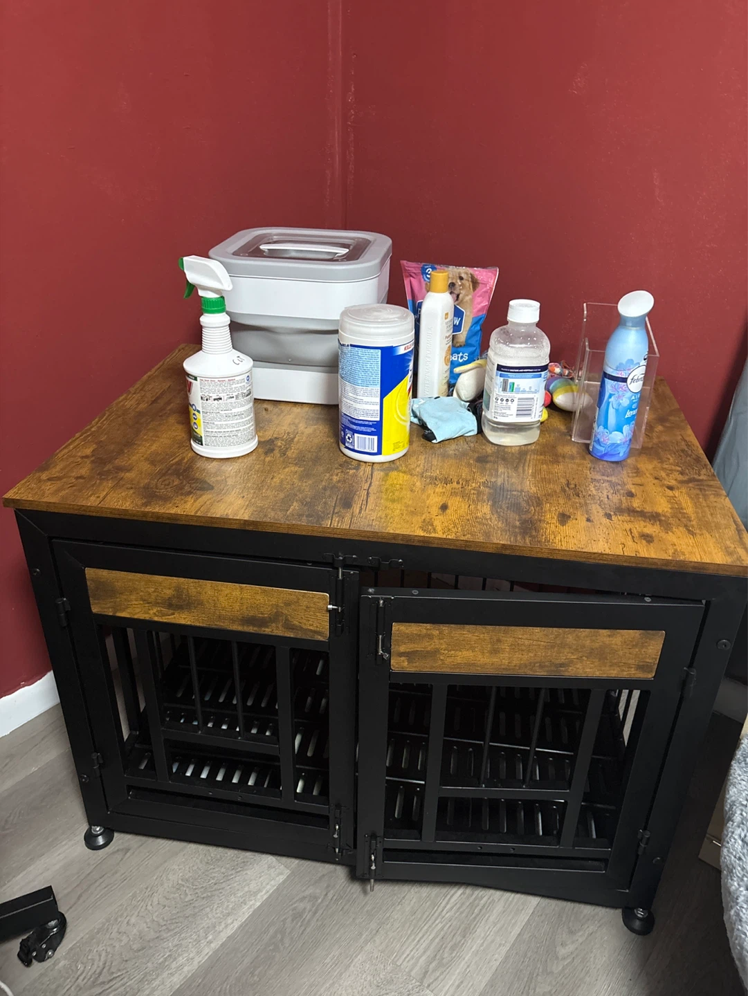 Industrial Style Dog Crate with Tabletop