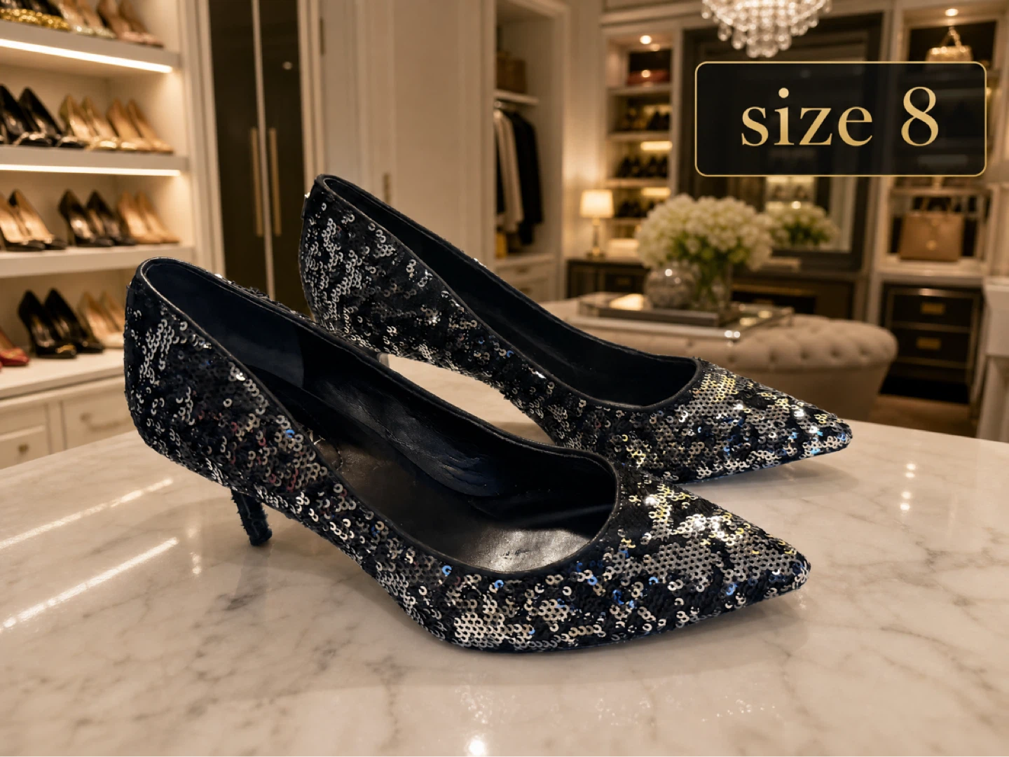 li Chateau Sequin Heels - Size 8
