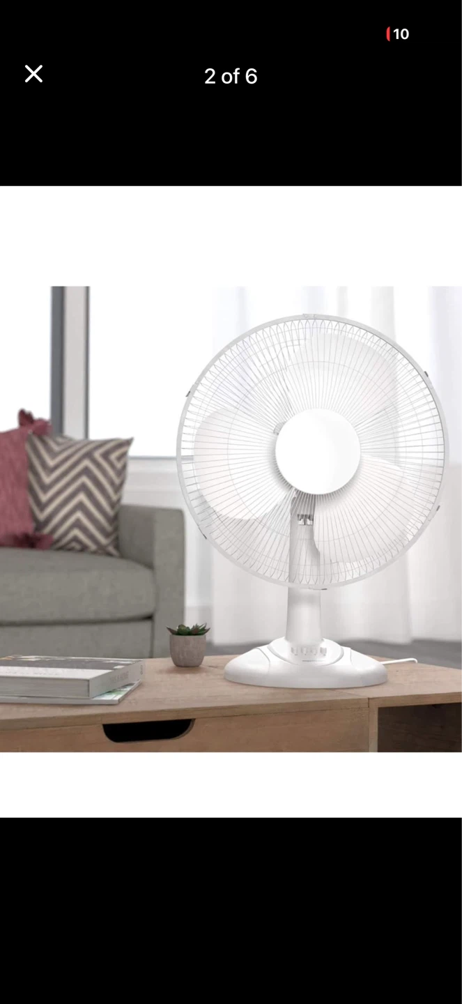 New Amazon Basics Table Fan - White 16"